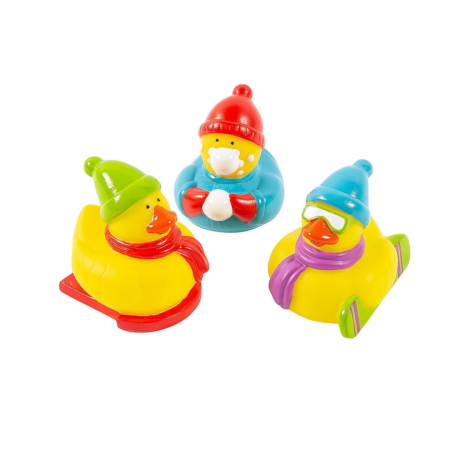 Fun Express Winter Sports Rubber Duckies - 12 Piece Bath Toy Set for Kids | Perfect for Bathtime Play, Pool Parties & Winter Themed Decor