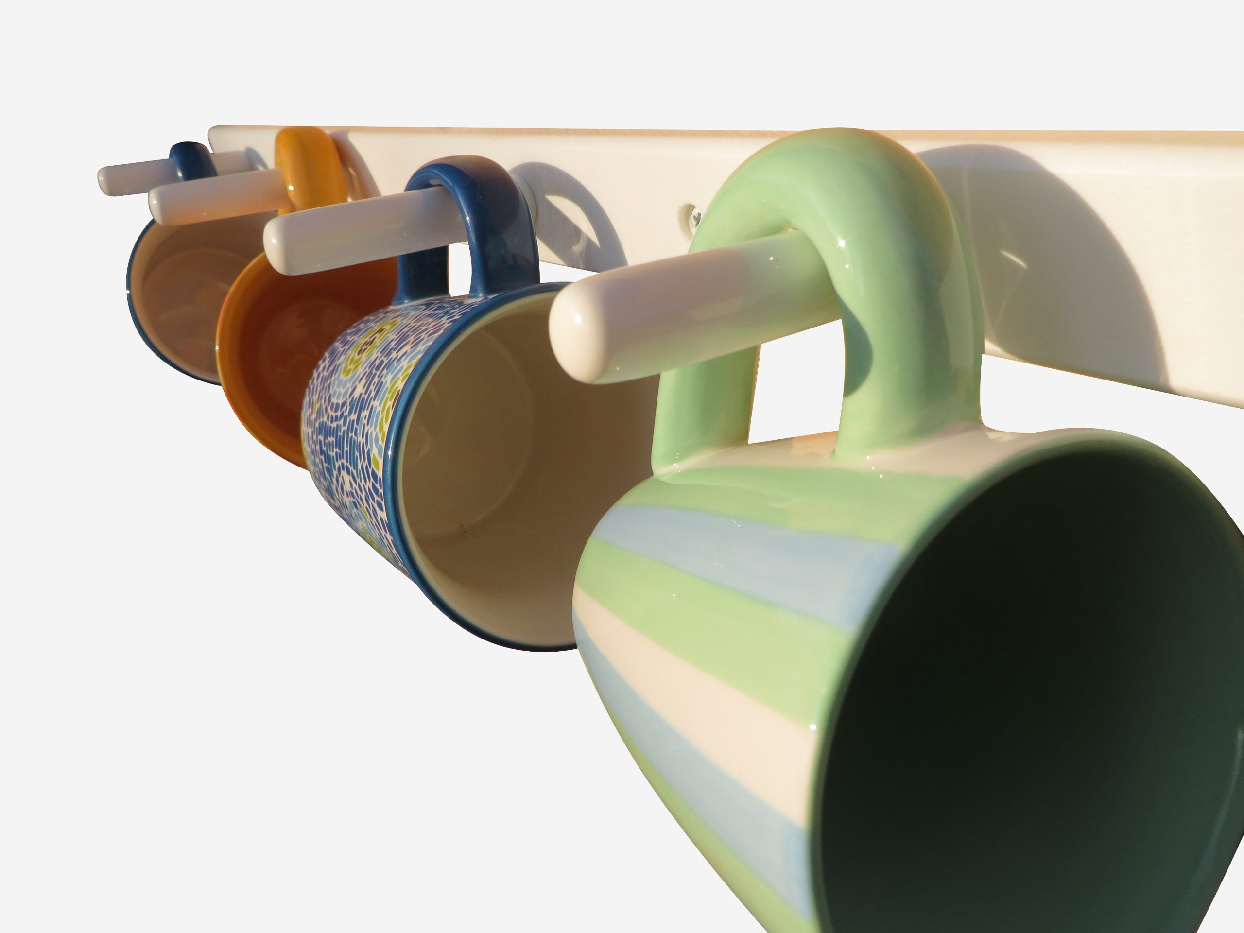 Premium White Coffee & Tea Cup Holder - Horizontal Design, Made in USA - Perfect for Kitchen, Office, and Restaurant Use