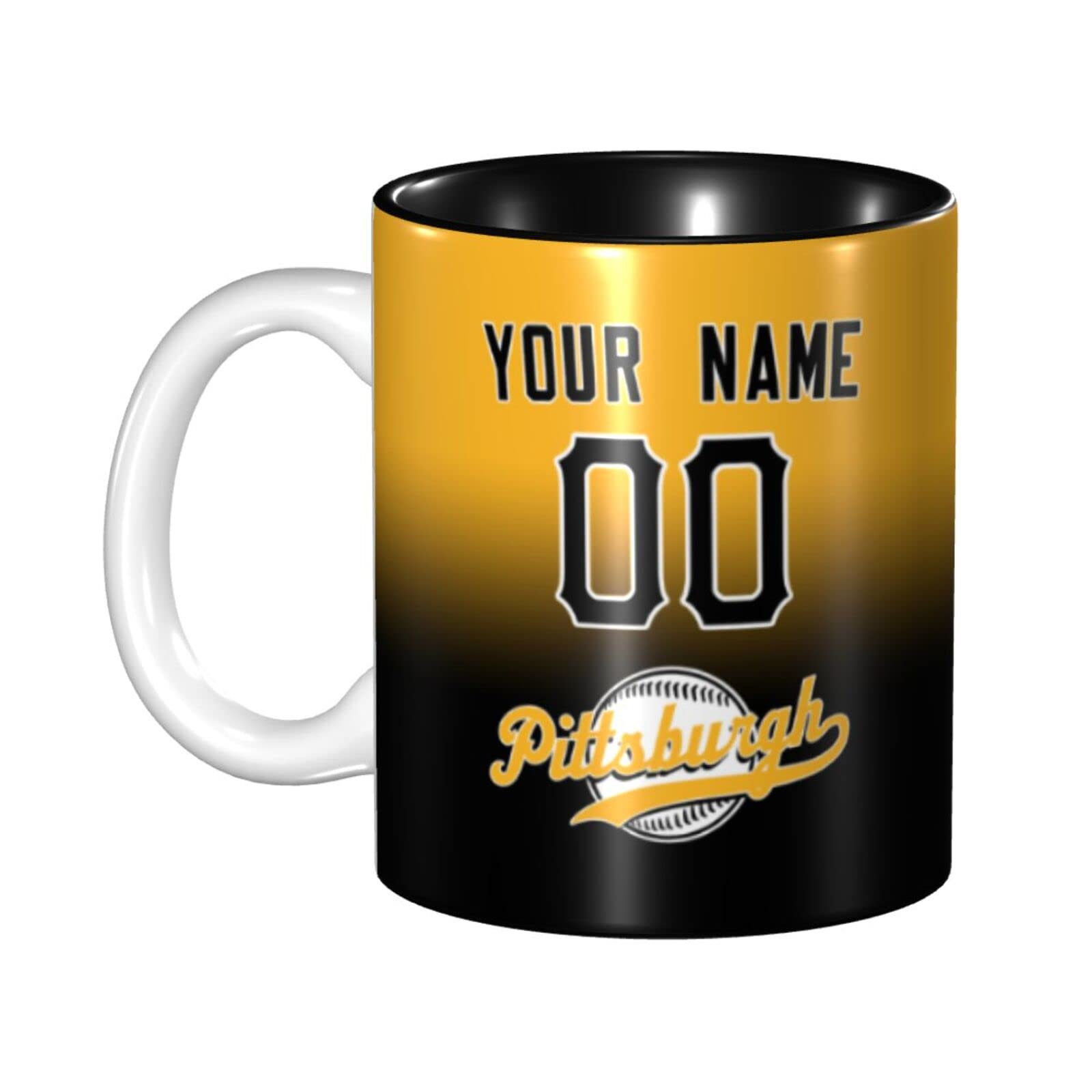 Personalized Baseball Ceramic Coffee Mug - Custom Name & Number, Team Colors, Gift for Men & Women - Perfect for Fans, Office Use, and Home Decor