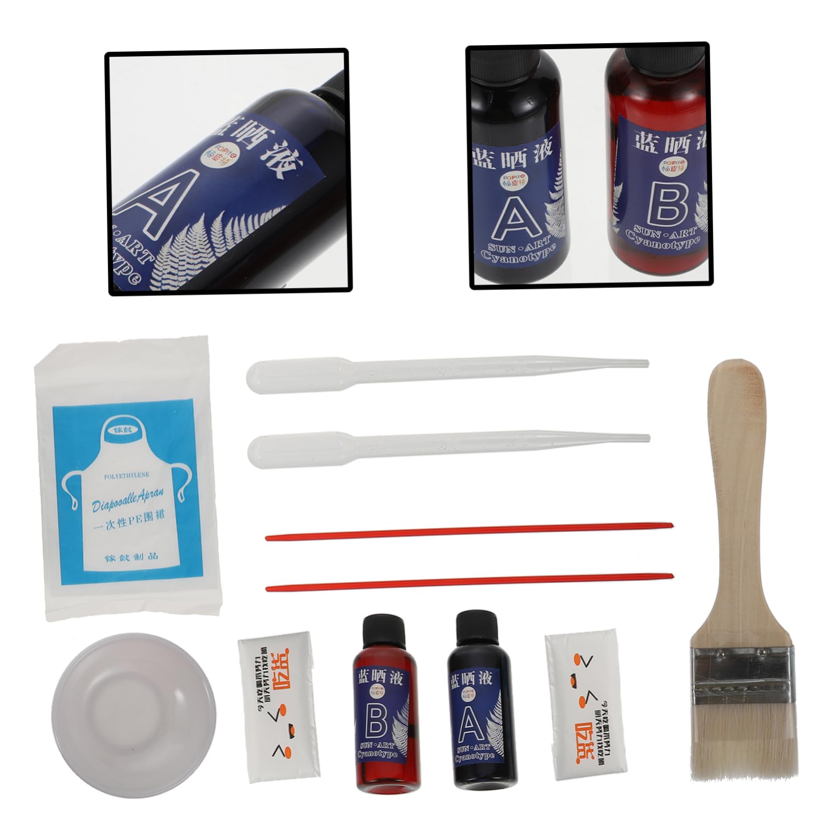 Phenofice 2 Sets Cyanotype Kit - DIY Sun Printing Supplies with Cyanotype Liquid Pigment & Tools for Traditional Blueprint Art, Photography Projects & Home Crafting