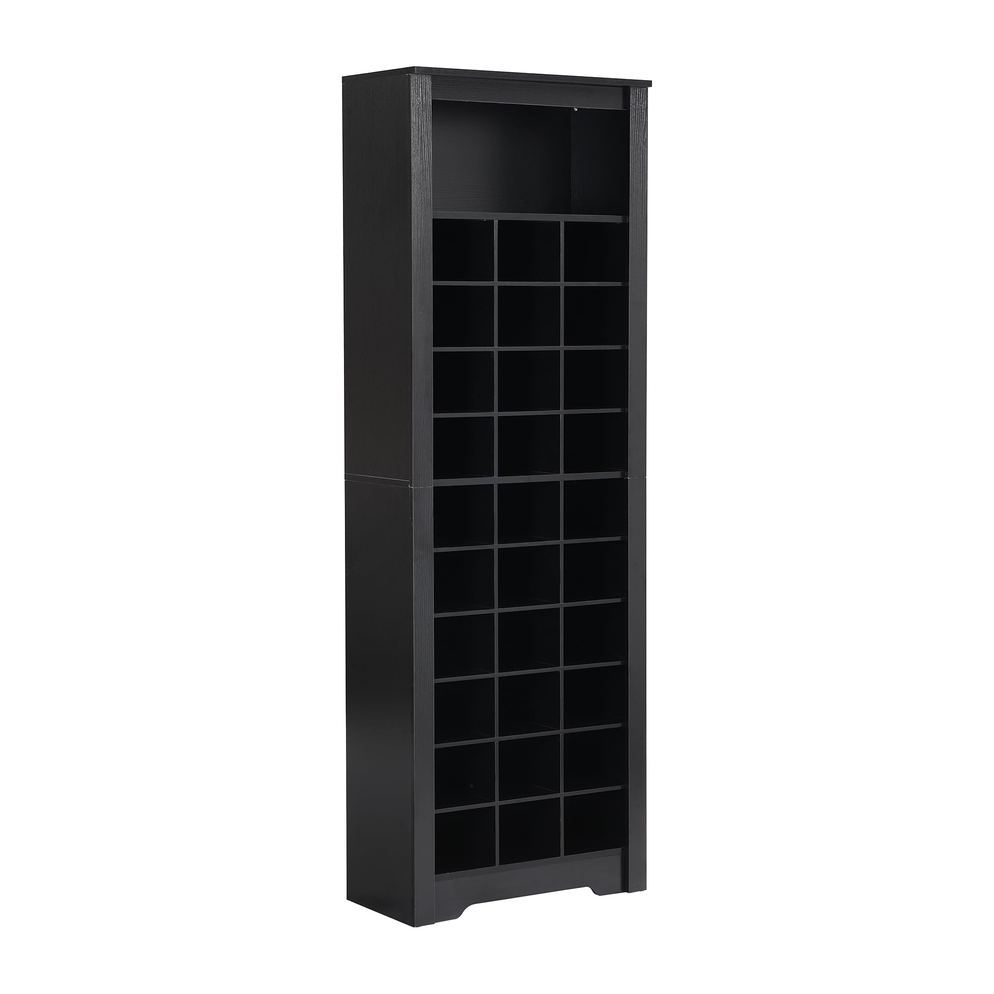 10-Tier Wooden Shoe Storage Cabinet with 30 Cubbies - Freestanding Tall Shoe Rack Organizer for Entryway, Living Room, Bedroom - Space Saving Shoe Shelf for Sneakers, Boots & Heels (Black)