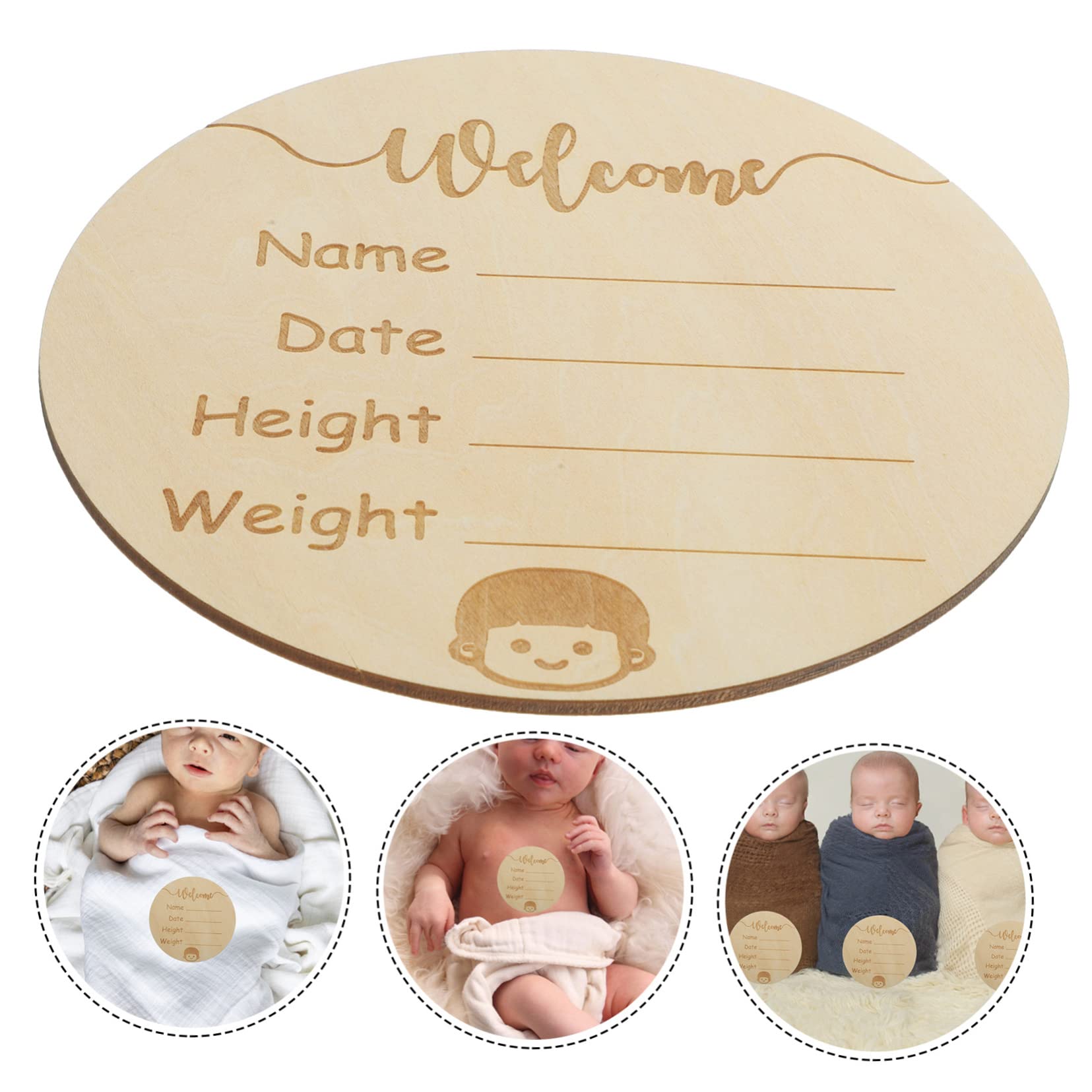 Wakauto 2pcs Wooden Baby Name Signs for Nursery Decor - Newborn Birth Announcement