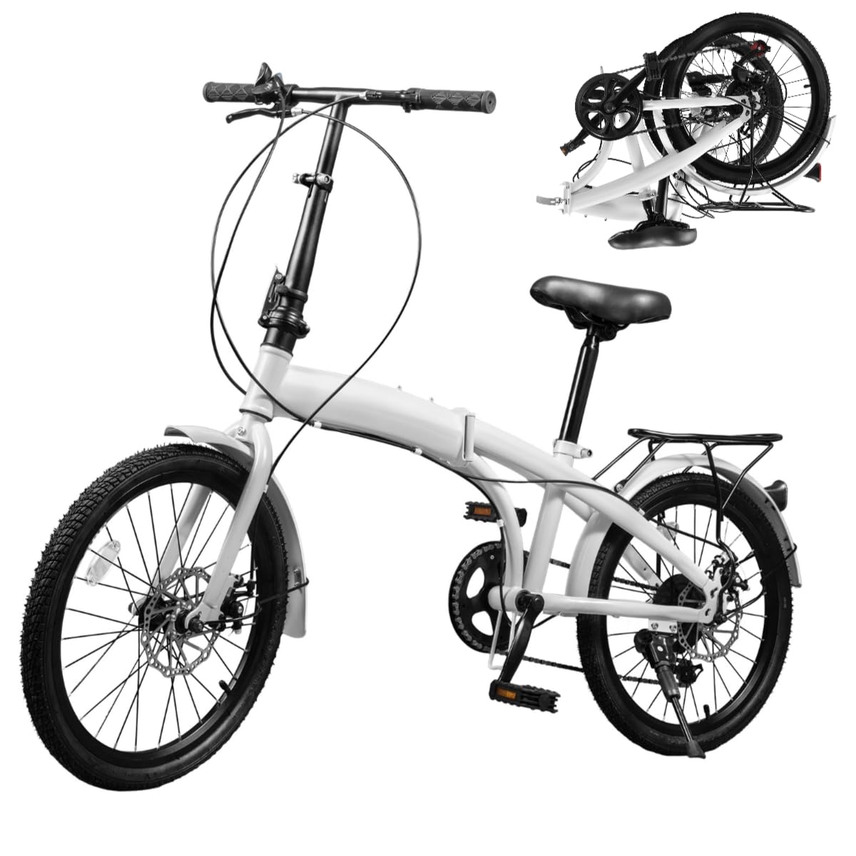 20 Inch Folding Bike for Adults - 7 Speed Foldable Bicycle with Lightweight Frame for Men, Women & Teens - Perfect for Commuting, Urban Travel & Outdoor Adventures