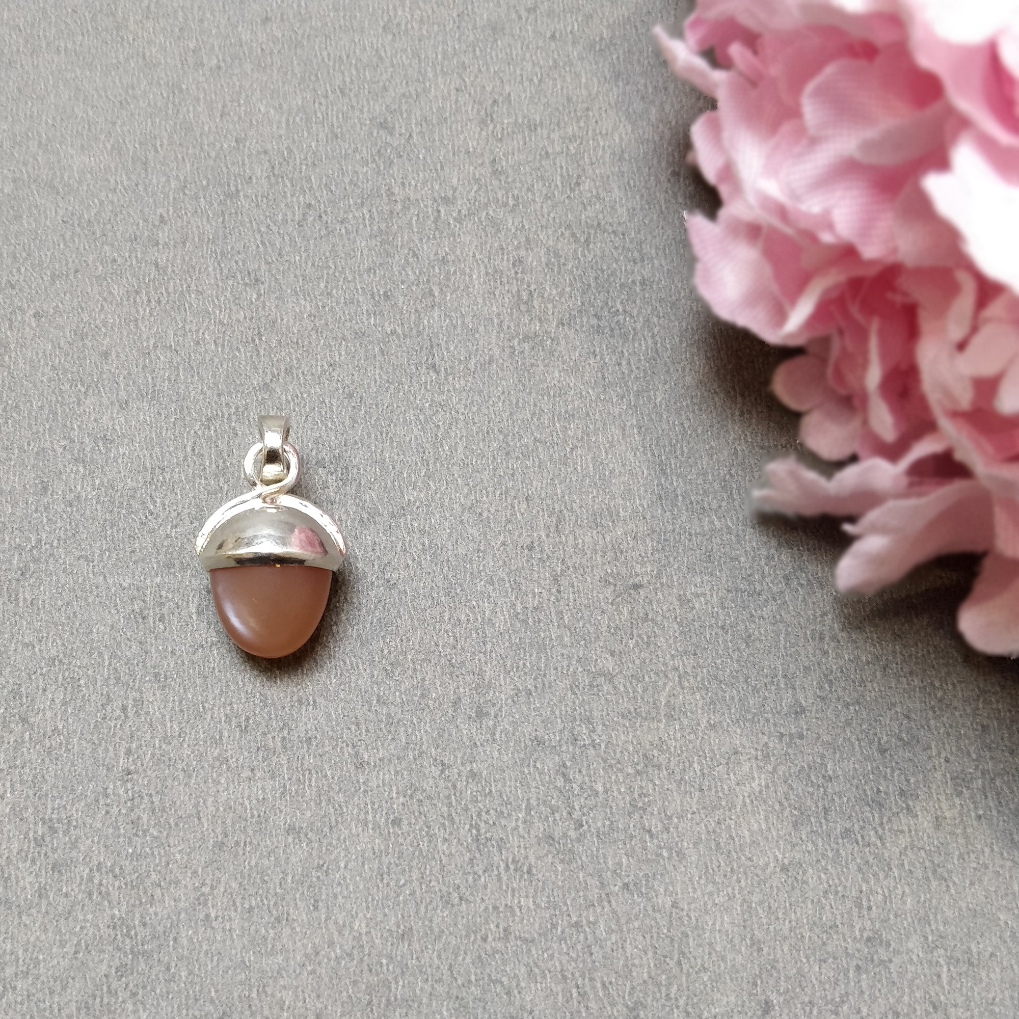 Brown Moonstone Gemstone 925 Sterling Silver Pendant Necklace - 4.00gms Approx, Fashion Bullet Pendant with Loop - Perfect Gift for Women, Birthday, Anniversary & Special Occasions