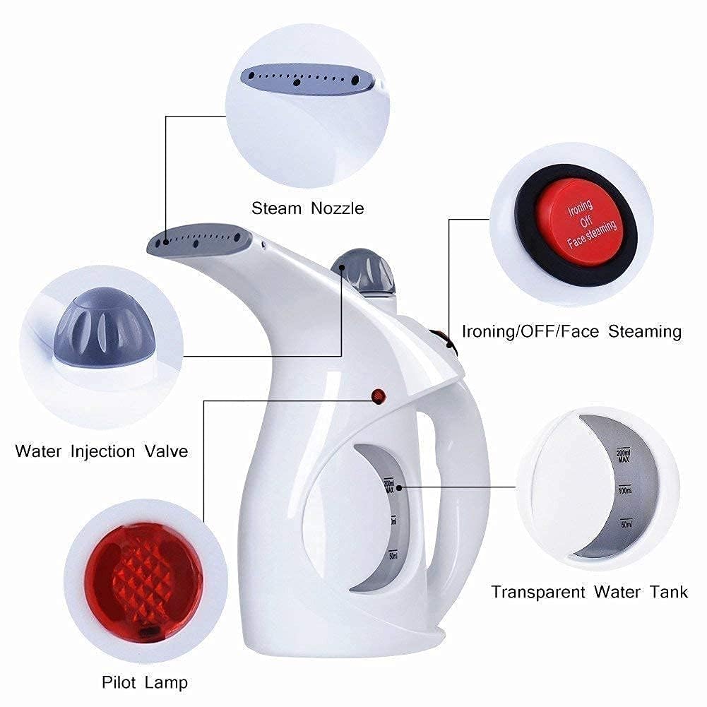 BeauZara Professional 2-in-1 Facial Steamer & Hair Steamer with Handheld Garment Steamer Function | Portable Electric Iron for Skin Care, Hair Treatment & Clothes Wrinkle Removal | Perfect for Home Spa, Salon & Travel Use
