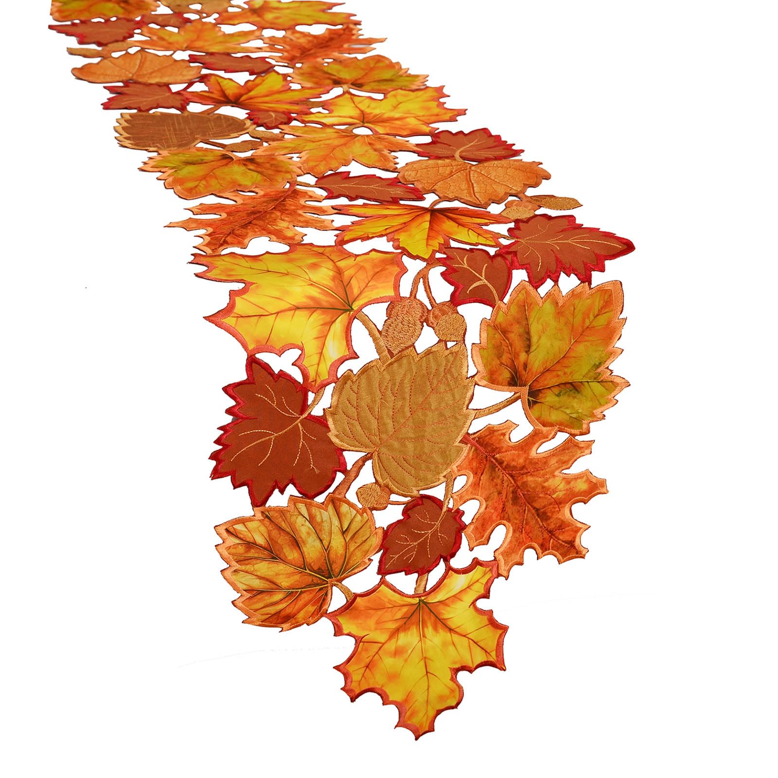 Simhomsen 14x34 Inch Embroidered Leaves Table Runner - Elegant Fall & Thanksgiving Decor for Dining Table, Buffet, or Centerpiece