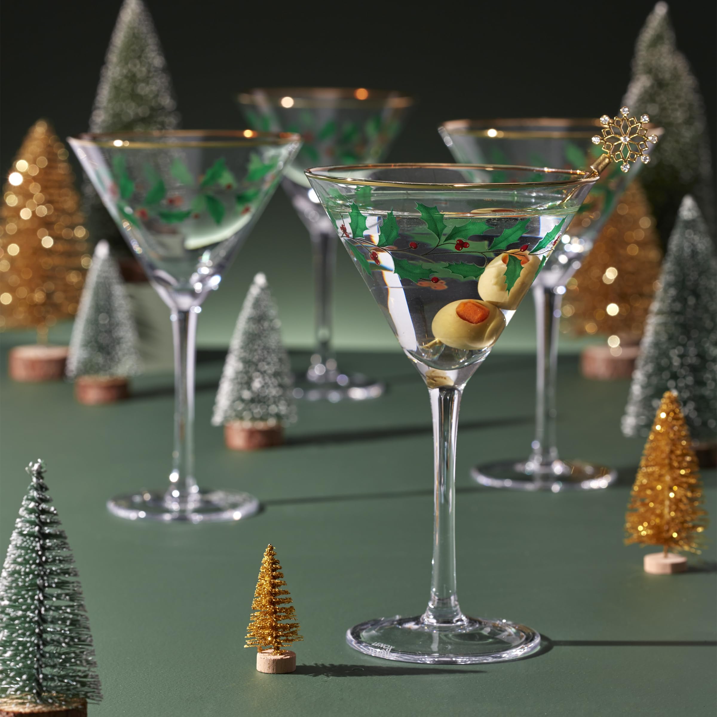 Lenox 893570 4-Piece Holiday Martini Glass Set - Elegant Christmas Dinnerware for Festive Entertaining & Hosting - Perfect for Cocktail Parties, Christmas Celebrations & New Year's Eve Gatherings