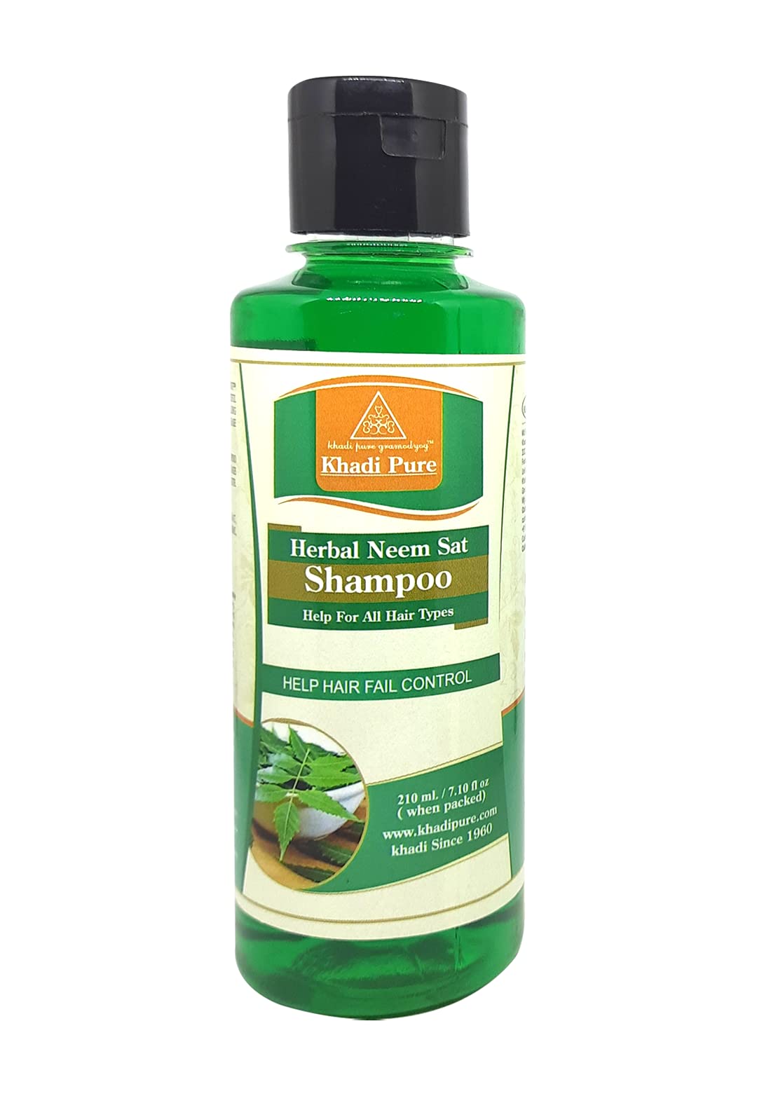 Khadi Pure Herbal Neem Sat Shampoo 210ml - Ayurvedic Hair Care for Dandruff & Scalp Health - Perfect for Daily Use & Natural Hair Treatment