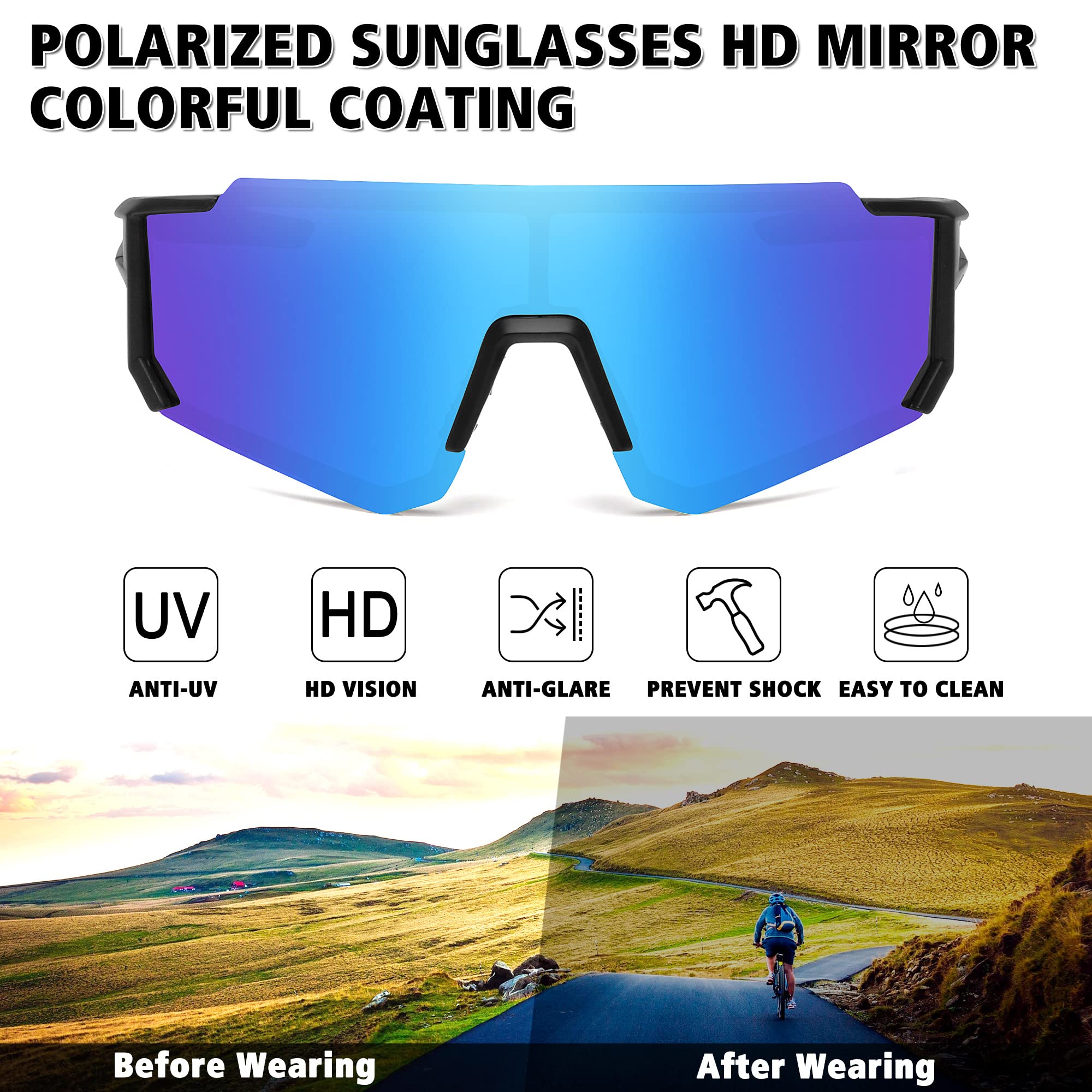 STORYCOAST Polarized Sports Sunglasses for Men & Women - UV400 Protection, Anti-Glare Driving, Fishing, Cycling & Mountain Bike Sunglasses - Perfect for Outdoor Activities & Adventure Sports