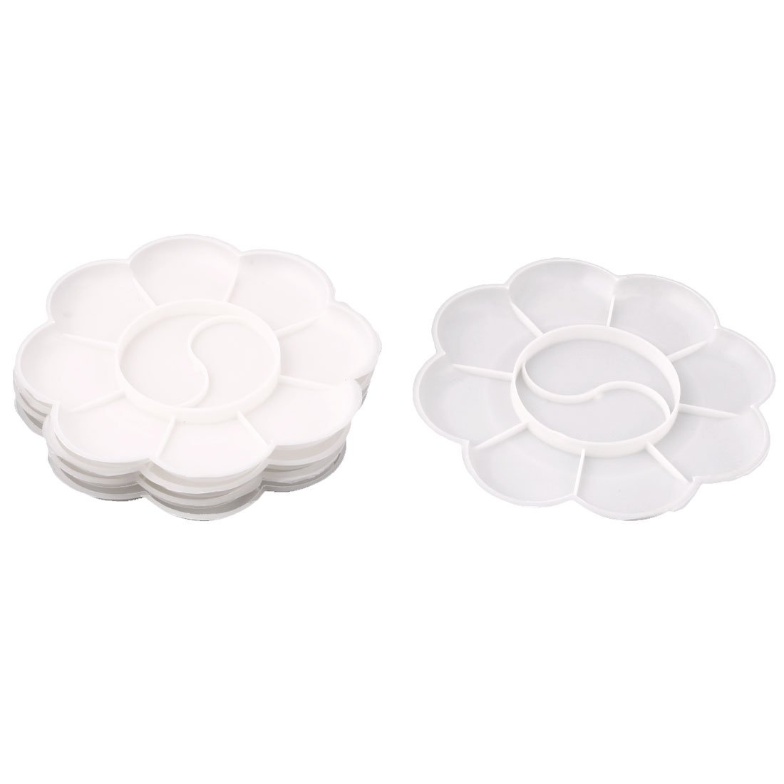 10-Well Plastic Round Artist Paint Palette Plate - 5-Piece Set for Acrylic, Oil & Watercolor Painting - Perfect for Artists, Students & DIY Craft Projects
