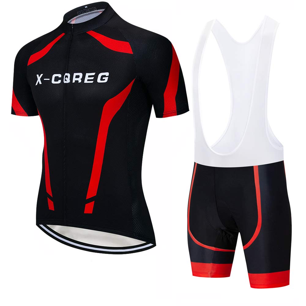 Men's Cycling Jersey Set - 12D Padded Short Sleeve Bike Shirt & Bicycle Jacket Suit with Pockets, Breathable Fabric for Mountain & Road Biking - X-Large Black - Perfect for Cycling Training, Commuting and Outdoor Sports