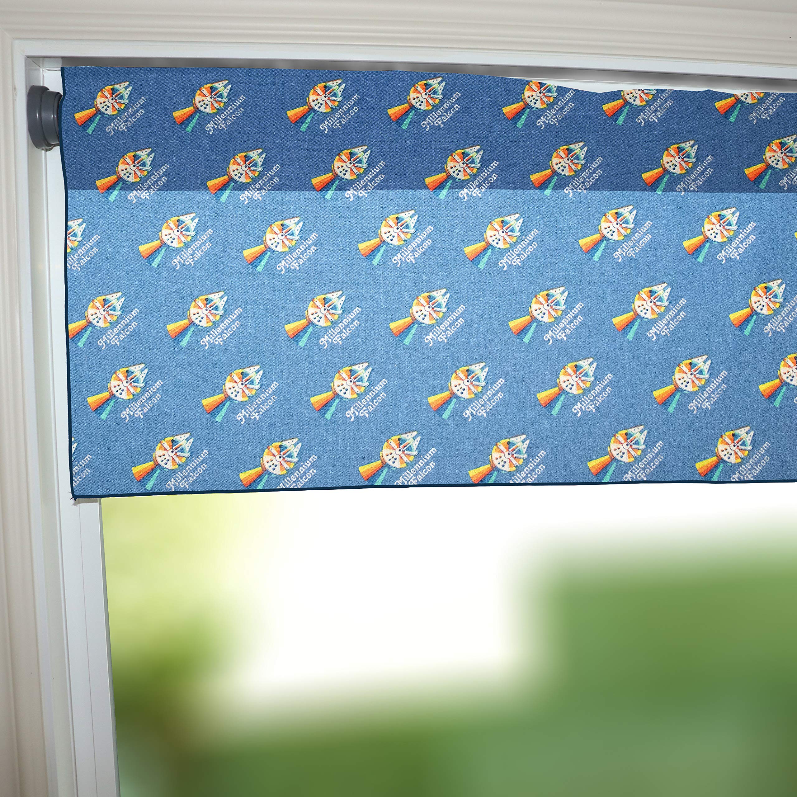 Star Wars Rainbow Millennium Falcon Blue Window Valance - 42