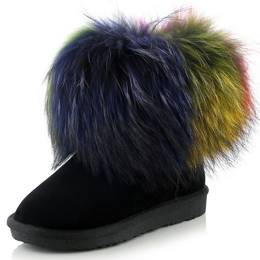 APHNUS Women's Waterproof Winter Snow Boots with Mixed Colors - Warm & Comfortable for Snowy Days, Outdoor Activities, and Casual Wear