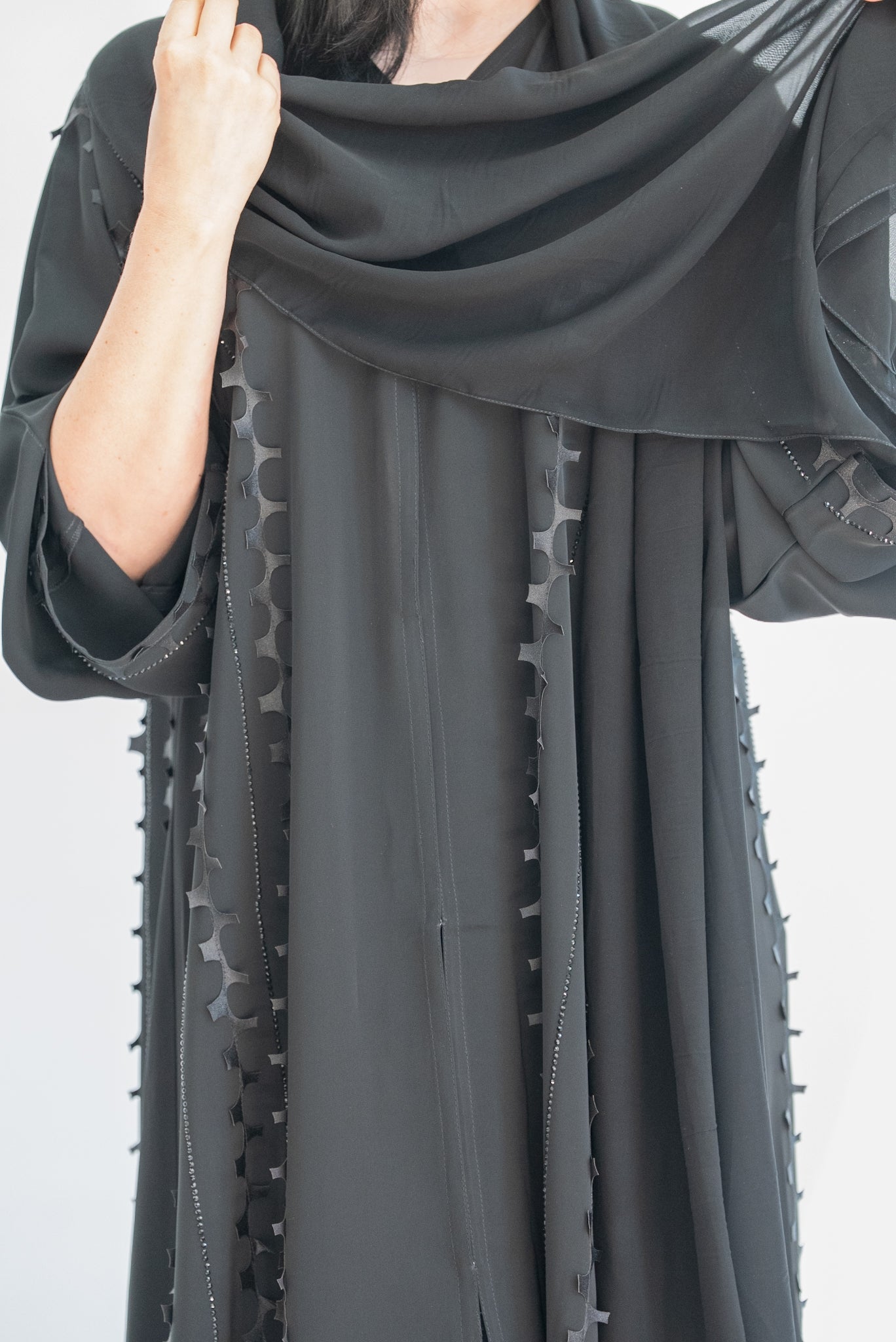Elegant Sally Sheer Black Luxury Abaya Dress for Women - Perfect for Prayer, Special Occasions & Evening Events
