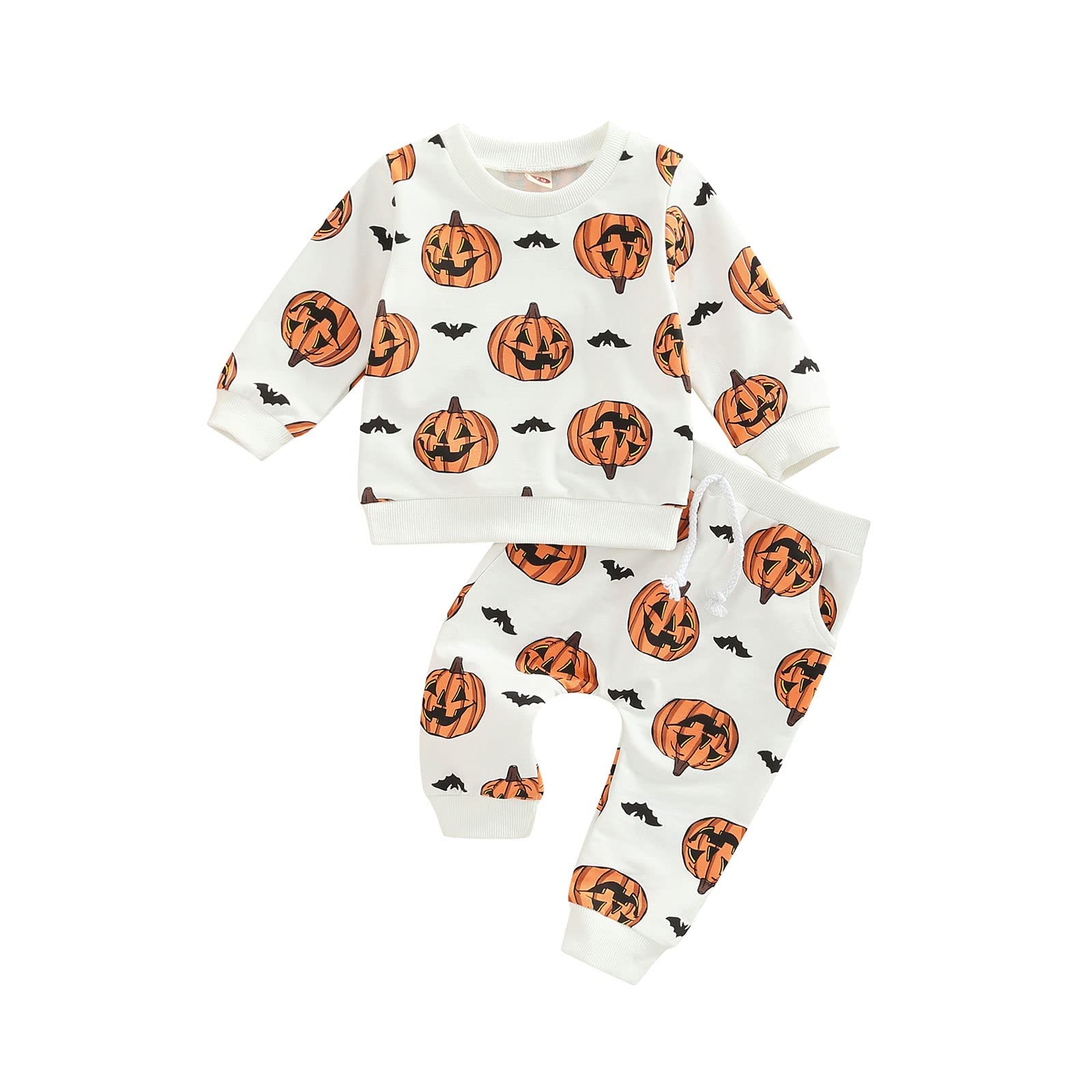 Meihuida Baby Boy Girl Halloween Costume Set - Pumpkin Print Sweatshirt & Long Pants for Newborns | My First Halloween Outfit for Infants | Perfect for Trick-or-Treating, Photo Shoots & Halloween Parties