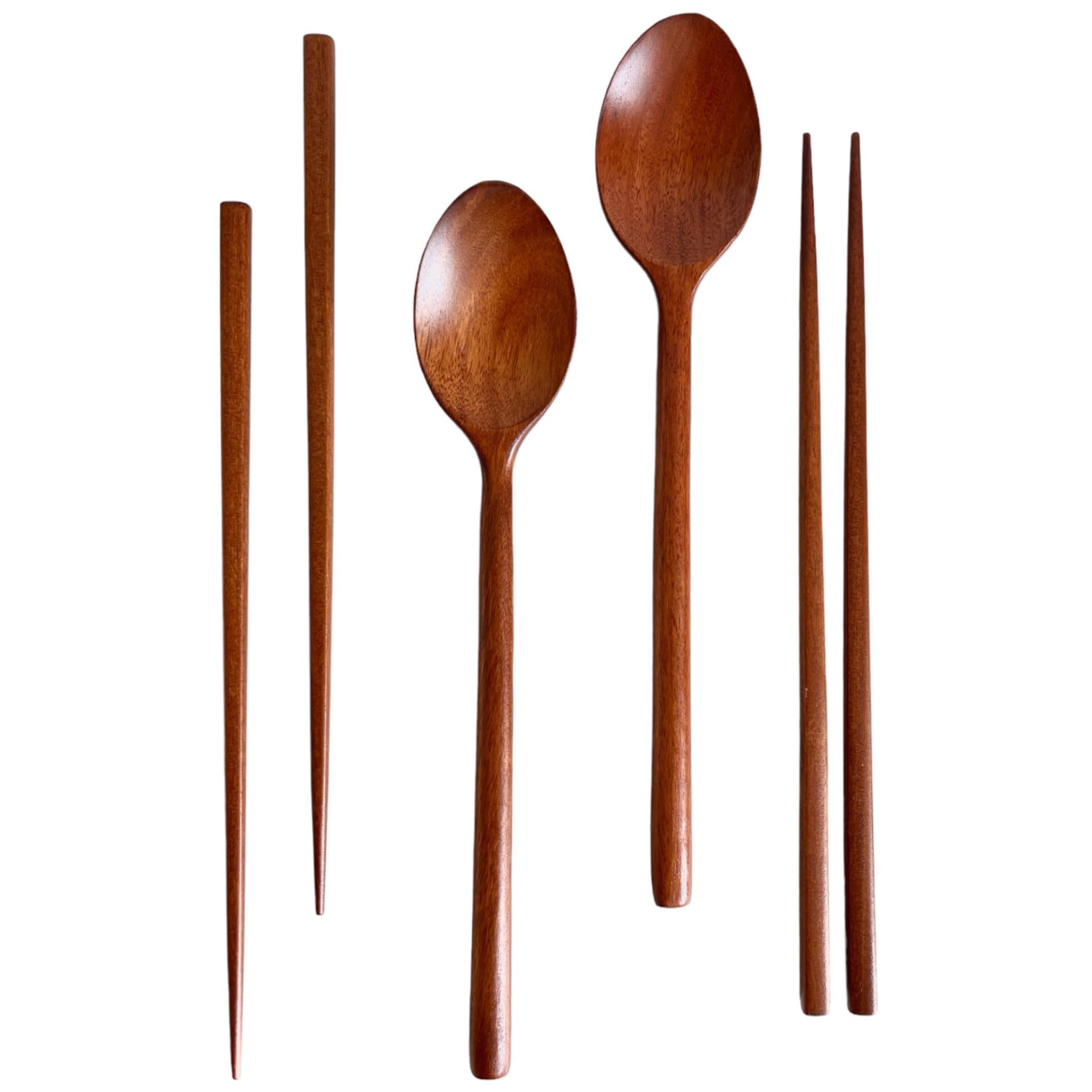Premium Korean Natural Lacquer Wooden Chopsticks & Spoon Set - Handcrafted Jujube Wood with Ottchil Coating - Elegant Gift for Mom (2-Piece Set) - Perfect for Asian Cuisine, Home Dining & Special Occasions