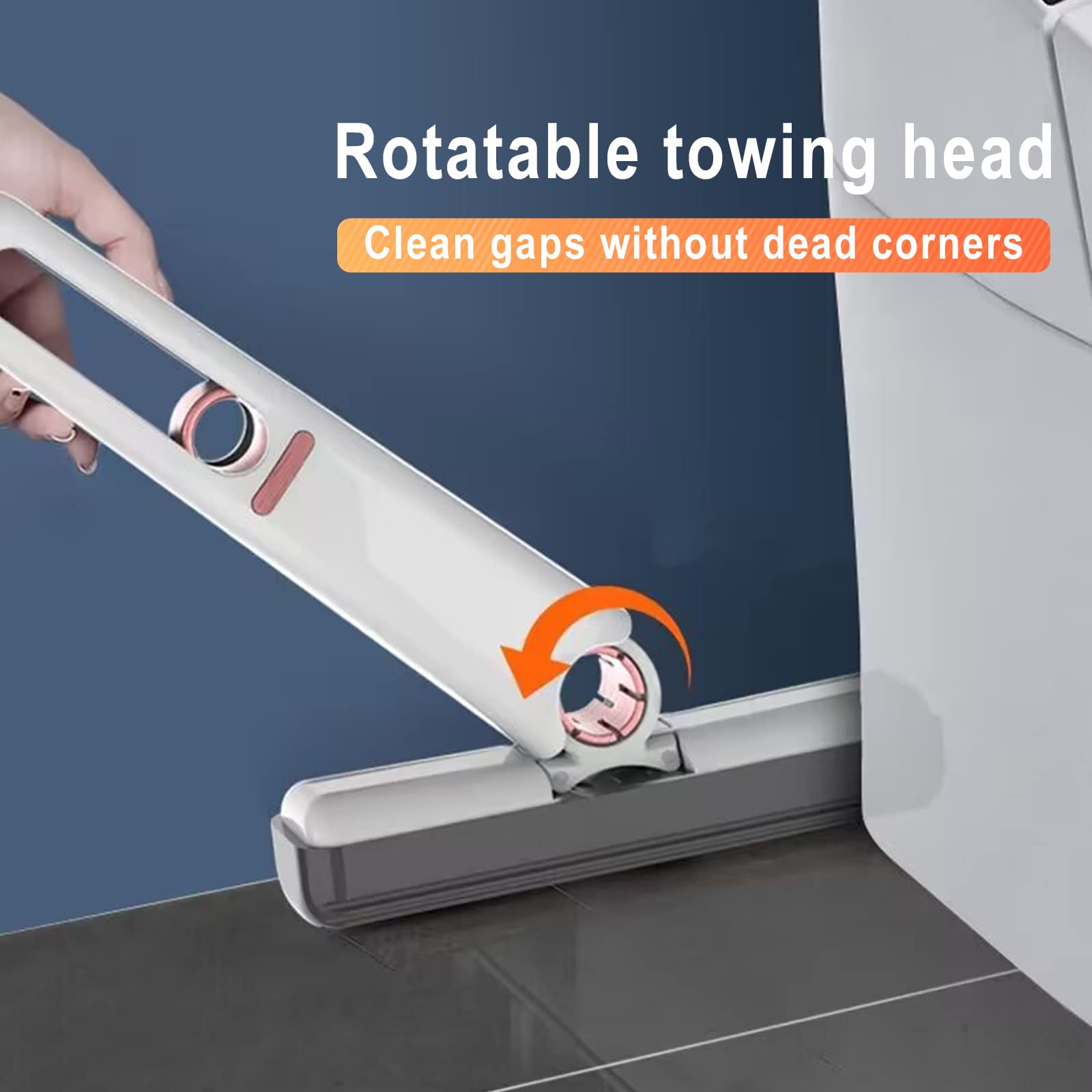 2023 Upgraded Portable Self-Squeeze Mini Mop - Strong Absorbent Wet/Dry Cleaning System for Glass, Car, Bathroom & Kitchen - Lazy Hand Wash-Free Design with 1 Cotton Head & Squeeze Handle - Perfect for Small Spaces, Quick Cleanups & Hard-to-Reach Areas