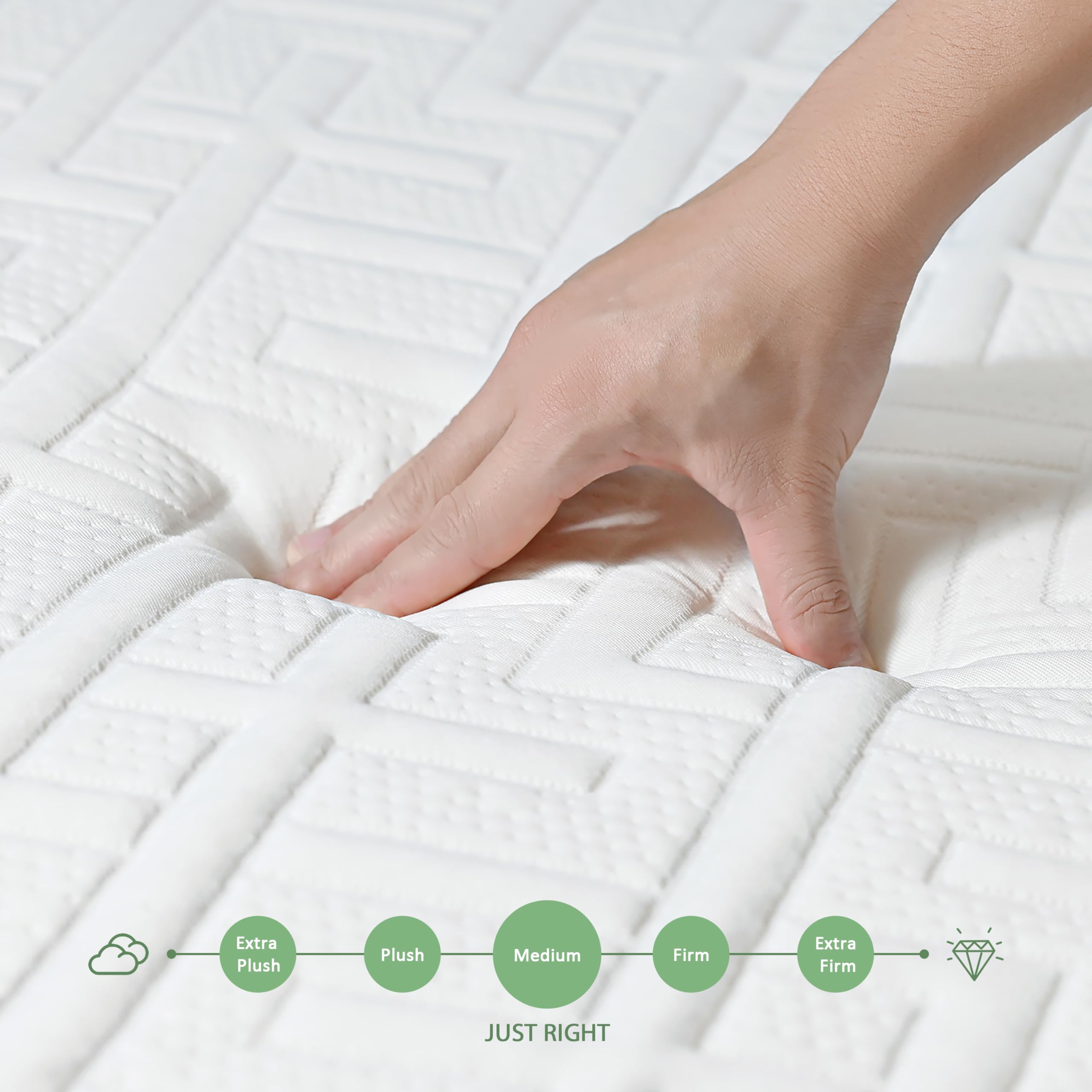 10 Inch Full Size Green Tea Memory Foam Mattress in a Box - Medium Firm Support for Back Pain Relief & Pressure Relief - Perfect for Guest Rooms, Dorms & Small Bedrooms