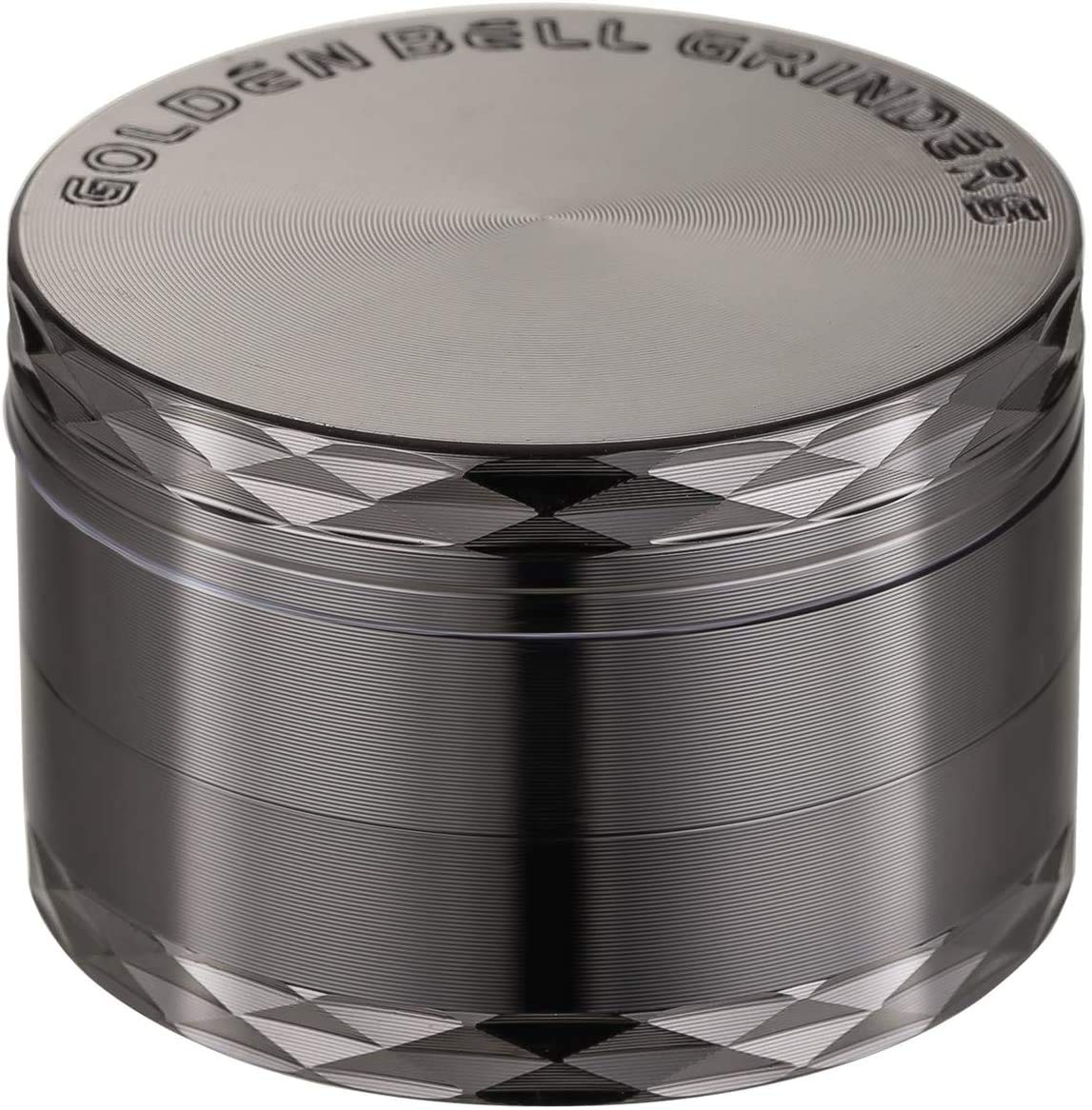 Premium LIHAO 50mm 4-Layer Metal Spice Grinder - Durable Zinc Allay Mill for Herbs, Pepper & Salt (Black Nickel) - Perfect for Kitchen, Camping & Travel Use