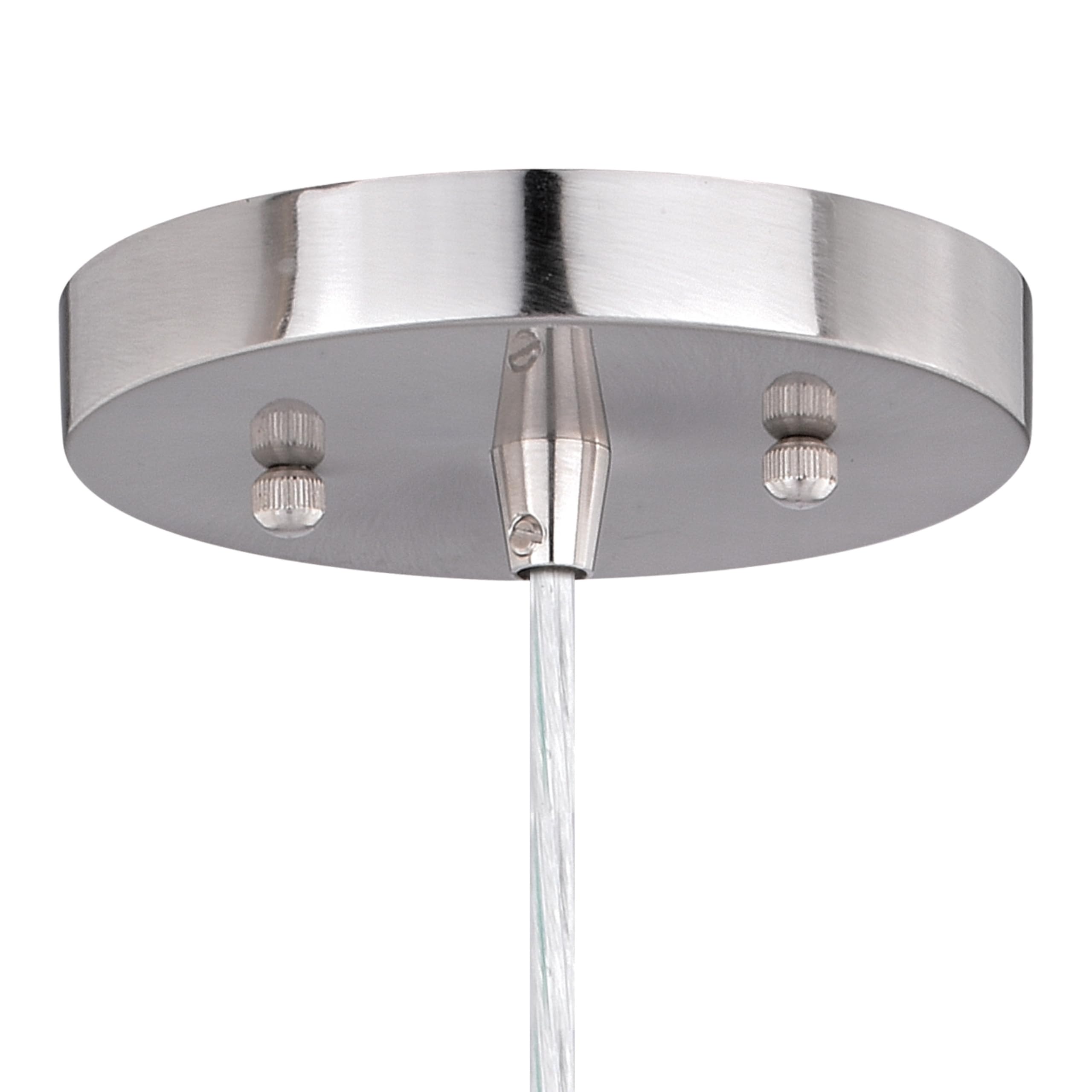 VAXCEL Isley Satin Nickel Mini Pendant Ceiling Light with Clear Spun Glass Shade - Modern Lighting Fixture for Kitchen Island, Dining Room & Bedroom