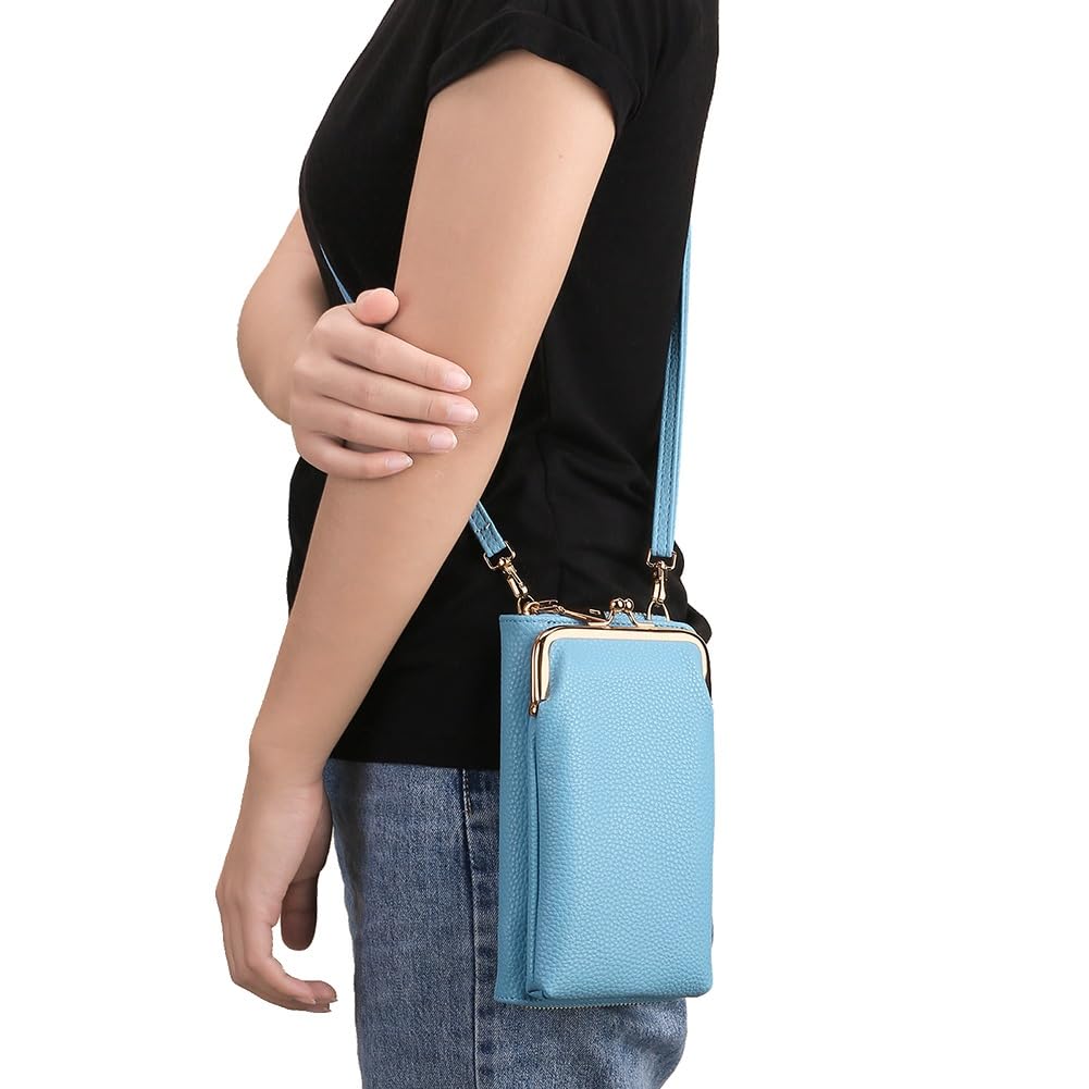 EASTNIGHTS Small Crossbody Phone Bag for Women - Cute Kiss Lock Shoulder Purse with Credit Card Slots - Perfect for Travel, Shopping & Daily Essentials (Black)