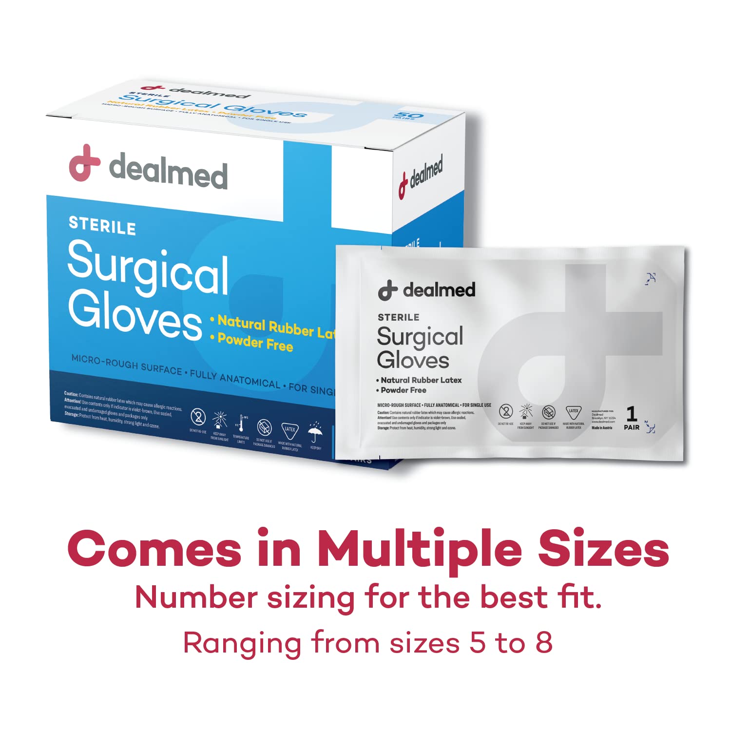 **Dealmed Disposable Latex Gloves – Medical Grade, Multi-Layer Protection, Size 6 (50 Pairs/Box, 6 Boxes/Case) – Ideal for Healthcare, Cleaning & Food Handling**