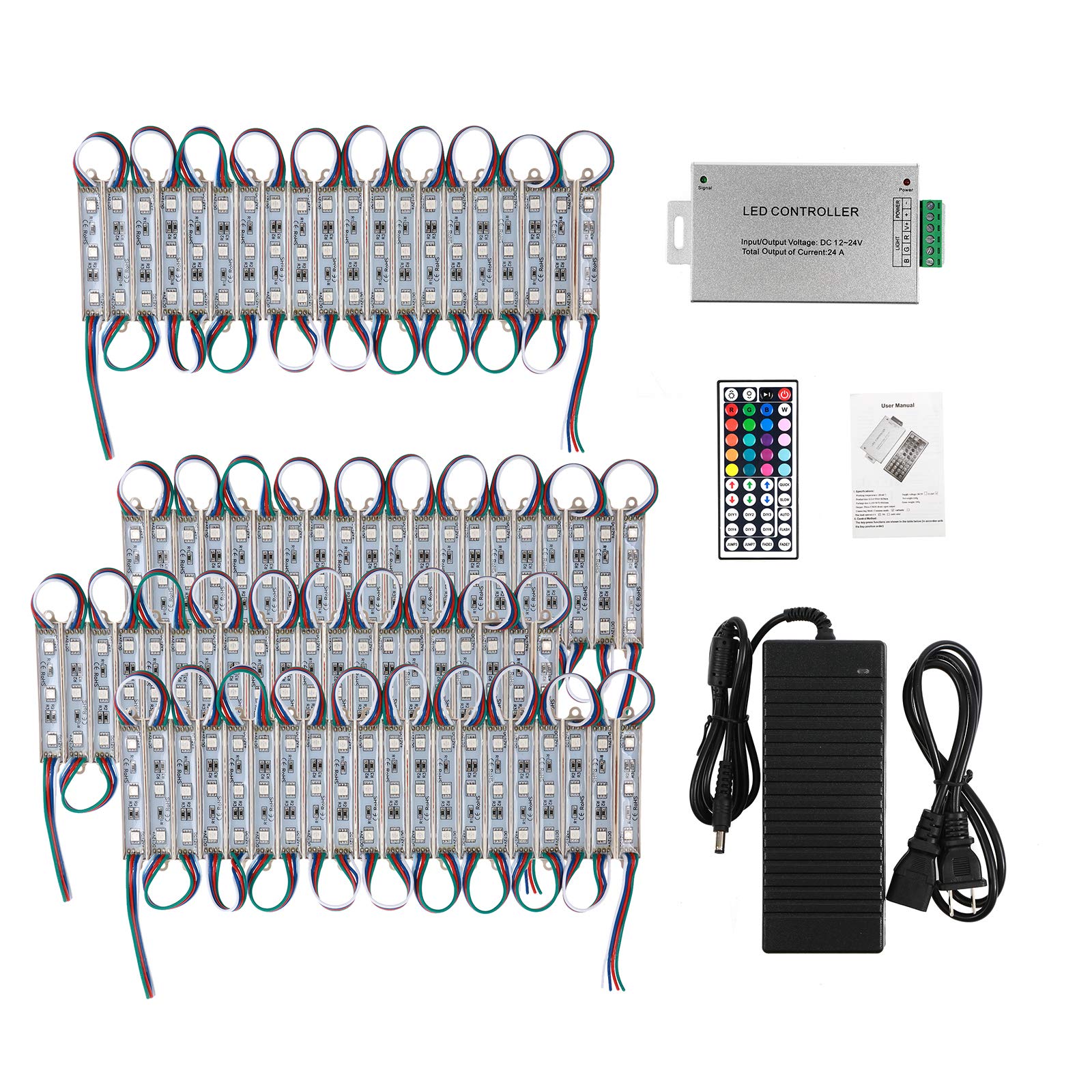 Dyna-Living 40FT Commercial LED Storefront Lights - 80pcs RGB 5050 SMD LED Modules with Remote Control, Waterproof for Business Windows | Perfect for Retail Stores, Restaurants & Holiday Decorations