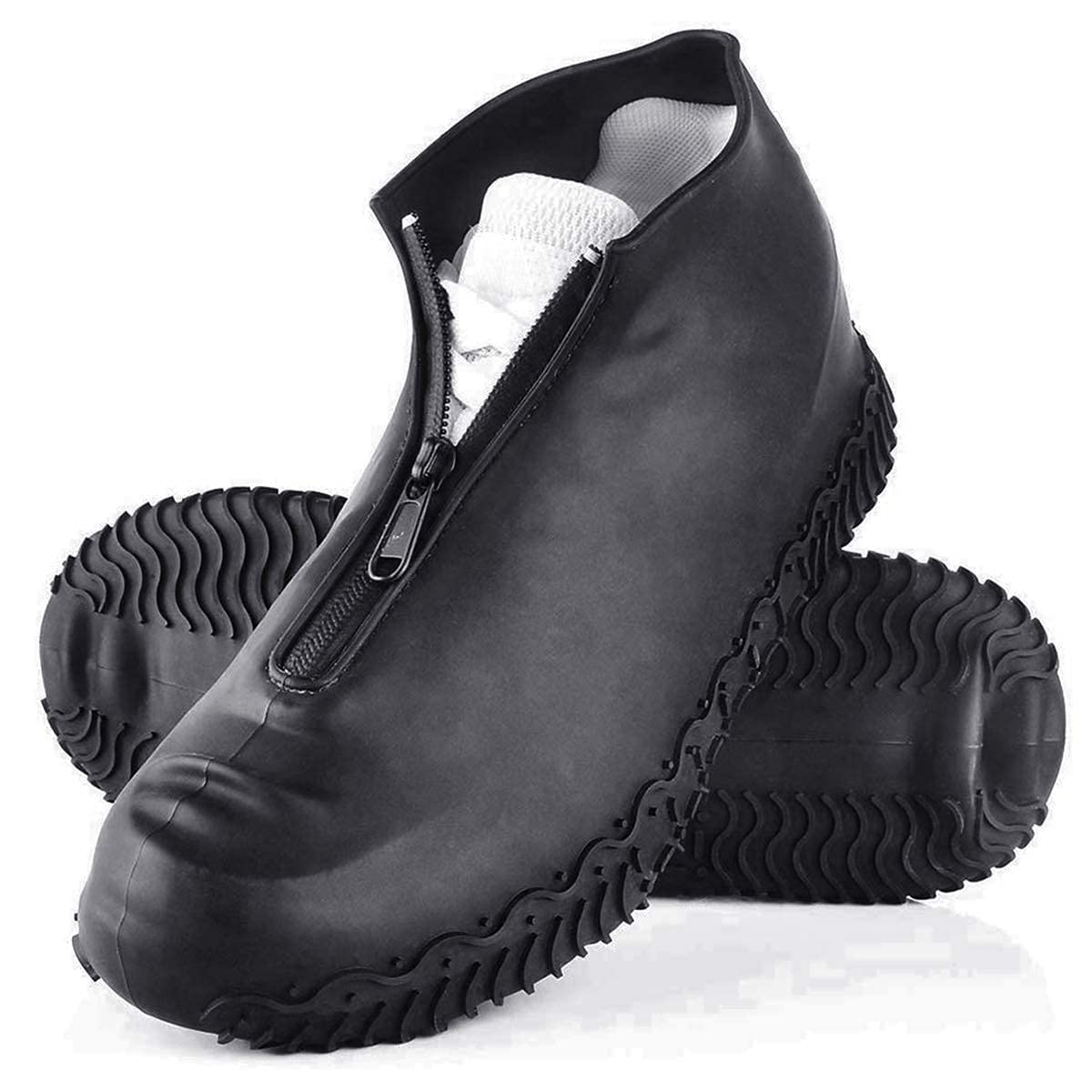 DaMohony Waterproof Shoe Covers - Reusable, Non-Slip Silicone Rain Boot Protectors with Zipper, Washable & Foldable for Outdoor Activities, Hiking, and Commuting in Wet Weather