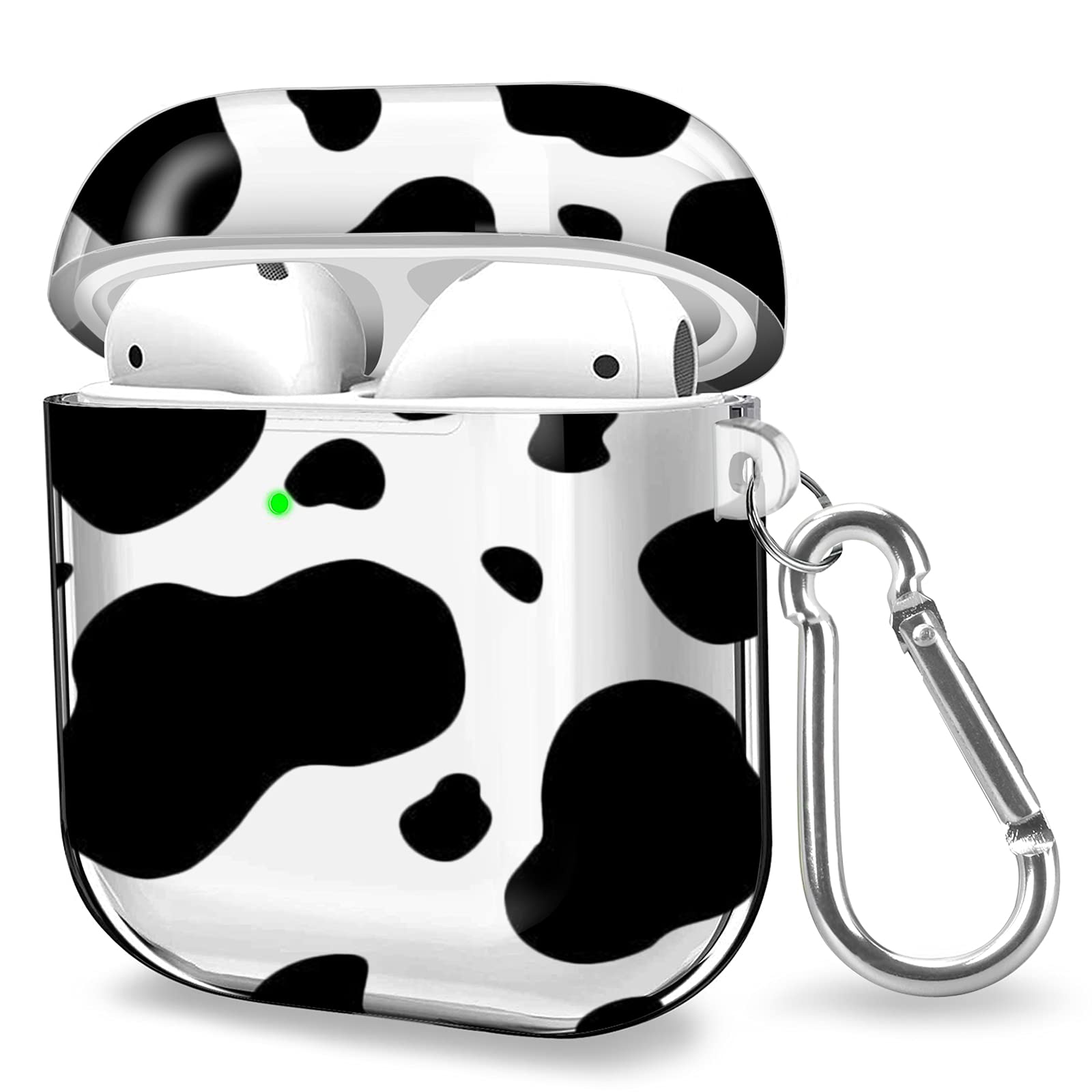 ZhuoGuan Clear TPU Protective Case for AirPods 1 & 2 - Soft Shockproof Cover with Keychain | Wireless Charging Compatible | Perfect for Travel, Gym & Daily Use (Cow Point Design)