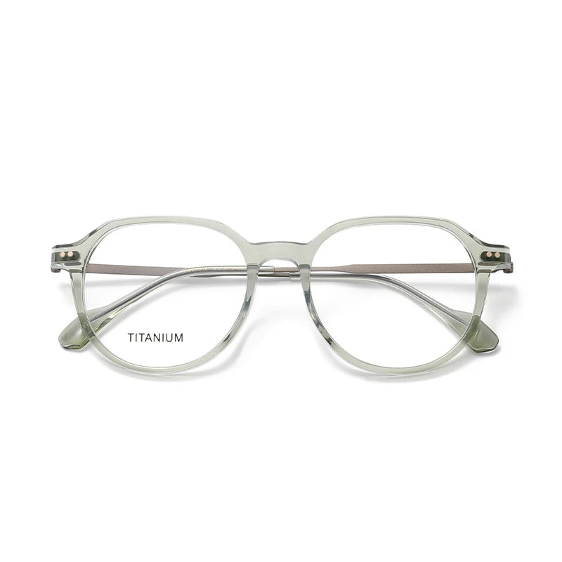 Aror Unisex Full Rim Flat Top Oval Acetate Titanium Eyeglasses 84298 - Lightweight & Durable Frame for Men & Women - Perfect for Reading, Work, and Everyday Fashion