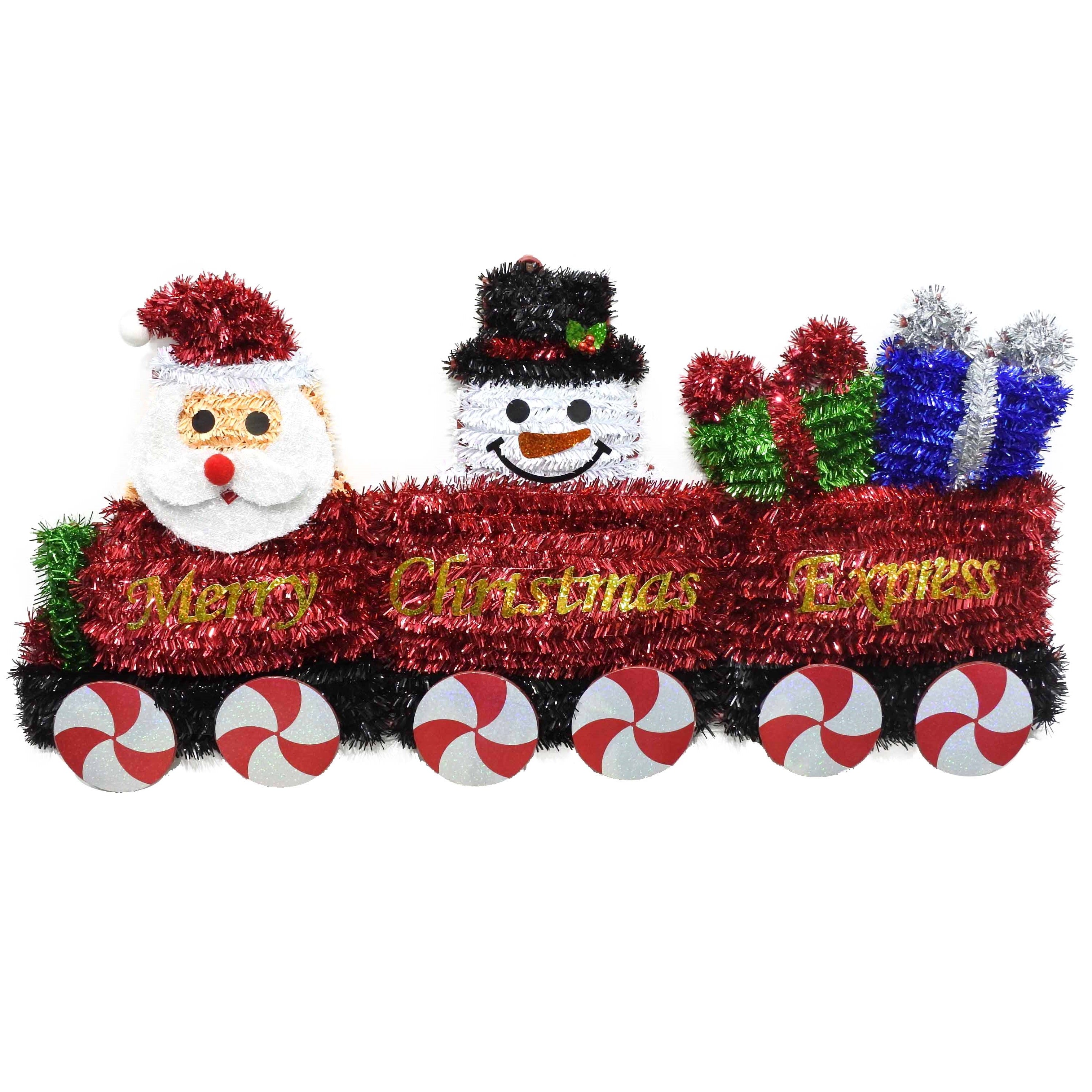2D Christmas Train Tinsel Decoration - Festive Holiday Home Decor for Tree, Wall & Window - Perfect for Xmas Party, Living Room & Outdoor Decorations