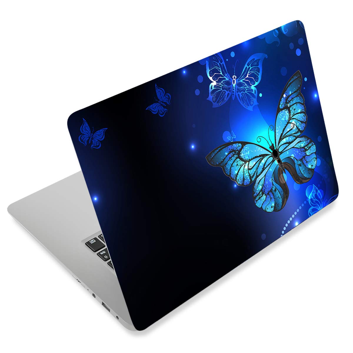 Reusable Laptop Stickers Decal for 12-15.6 Inch Laptops - Protective Skin Cover Compatible with HP, Dell, Apple, Acer, Lenovo, Samsung, Asus, Toshiba (Blue Butterfly Design) - Perfect for School, Office & Personalization