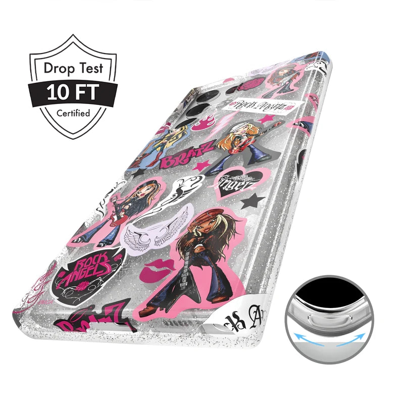 Bratz Rock Angelz Glitter Samsung Phone Case - Trendy Protective Cover for Galaxy S21/S20/Note 20 - Perfect for Teens, Fans, and Fashion Lovers
