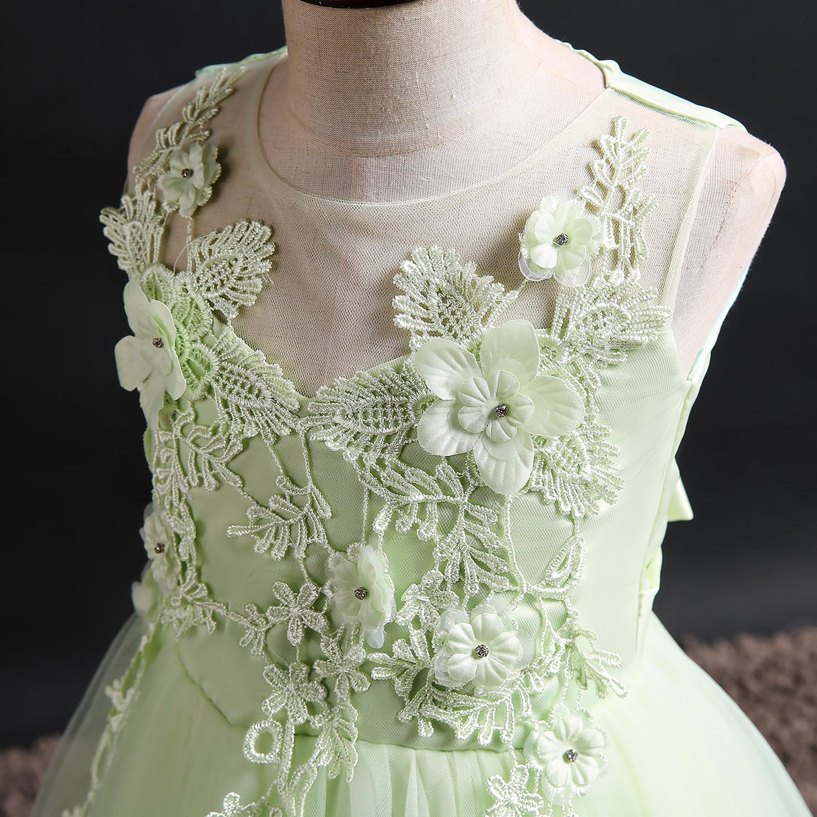 Little Big Girl Flower Tulle Dress Princess Pageant Gown for Birthday Party Wedding Formal Dance Evening Floor Length Maxi Dress – Perfect for Pageants Photos Holidays