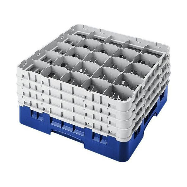 Cambro 25S900186 Full Size Glass Rack with 4 Extenders - 25 Compartment Navy Blue Dish Organizer for Restaurants, Bars & Commercial Kitchens
