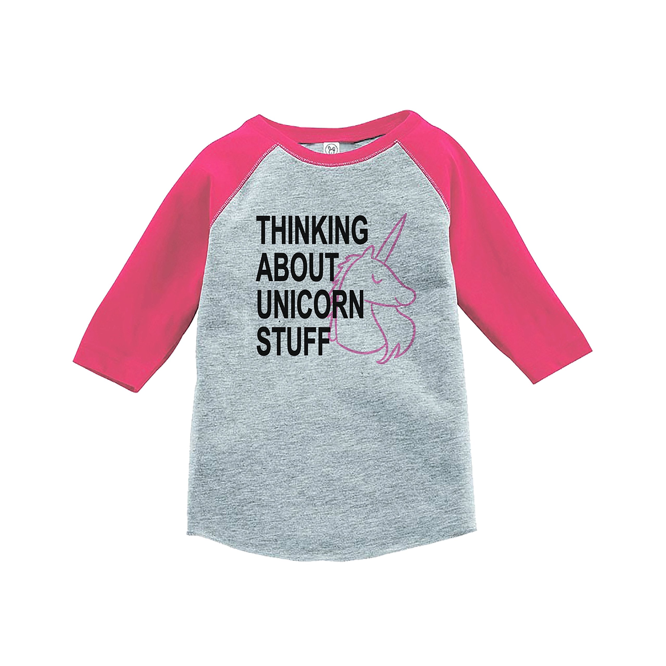 7 ate 9 Apparel Kids Unicorn Raglan Tee - Pink Cotton Short Sleeve Graphic T-Shirt for Girls | Birthday Gift, Playdate Outfit & Casual Wear