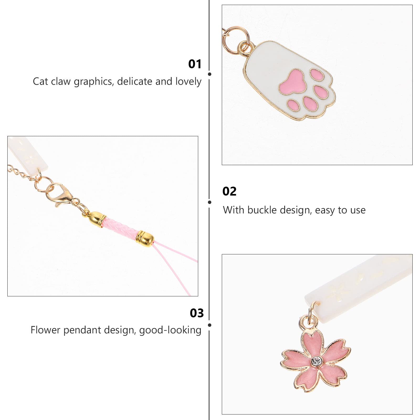 LUOZZY 2 Pack Cute Cat Paw Phone Charm - Kawaii Flower Phone Strap, Anti-Lost Lanyard Keychain for Cell Phone, Handbag & Purse Accessories - Perfect for iPhone, Samsung, Gift Giving and Everyday Use