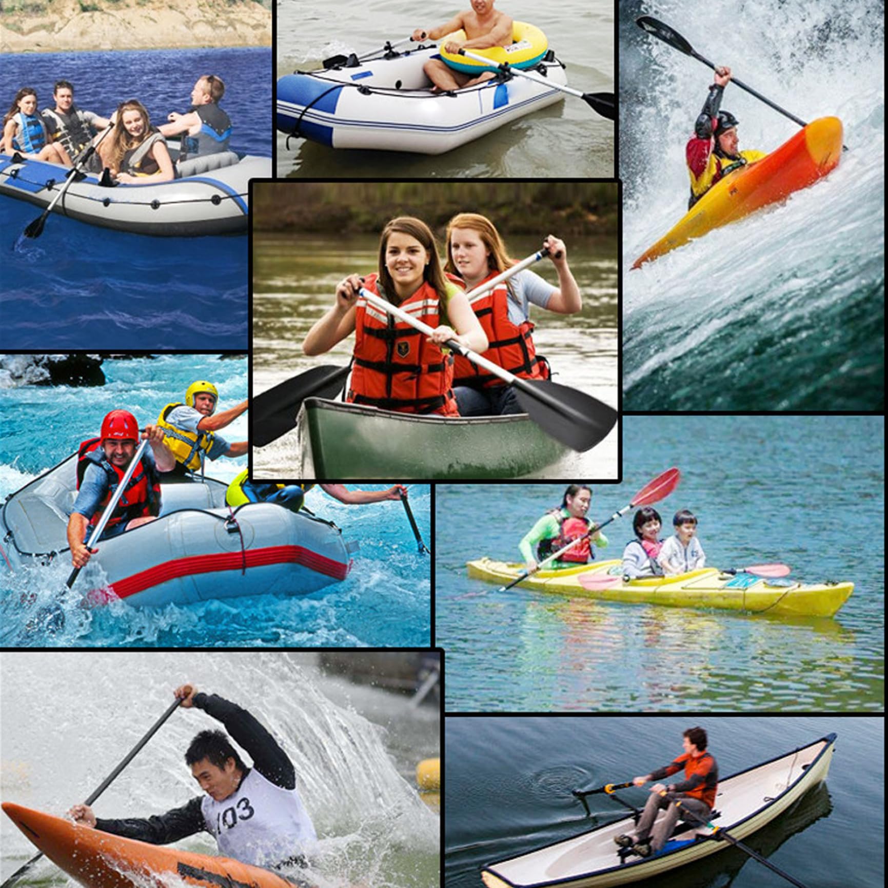 2 Pack 126cm Lightweight Aluminum Alloy Kayak Paddles - Detachable & Adjustable Canoe Oars for Inflatable Boats | Durable, Portable & Thickened Design for Kayaking, Fishing & Water Sports Adventures