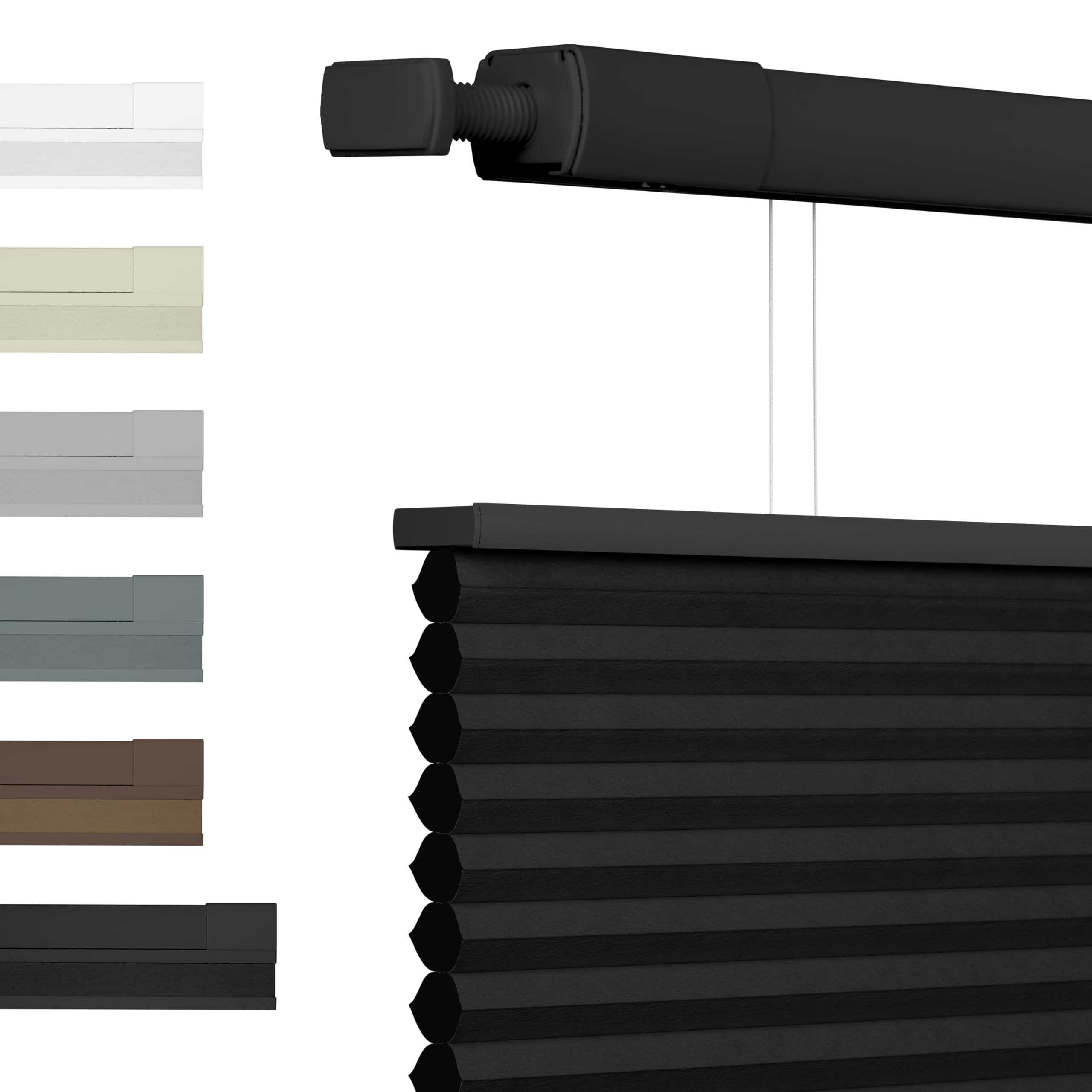 No Drill No Tools Blackout Cellular Shades - Top Down Bottom Up Cordless Window Blinds - Easy to Install Interior Cellular Blinds for Windows & Doors - Blackout-Black - Custom Size - Perfect for Bedrooms, Nurseries & Home Offices