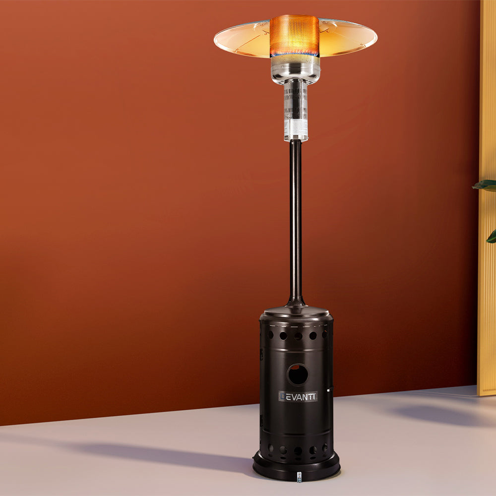 Devanti Outdoor Gas Patio Heater - 48,000 BTU Stainless Steel Patio Heater with Wheels & Adjustable Heat - Perfect for Backyard, Deck, Garden & Outdoor Dining Areas