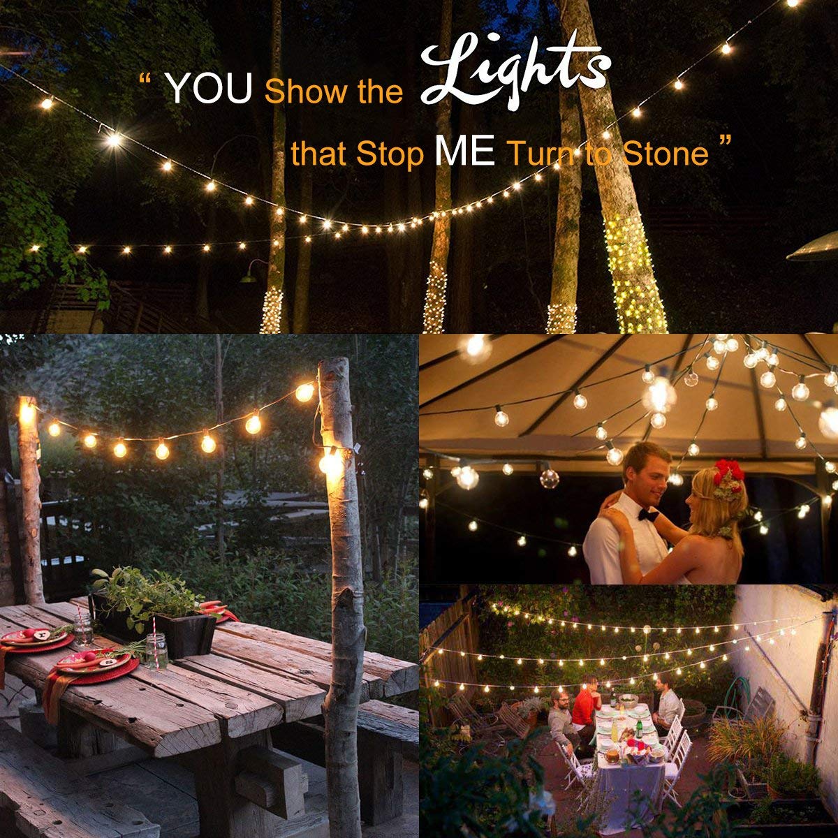 75ft Outdoor String Lights with 80 G40 Bulbs (Includes 5 Spare) - Connectable Globe Lights for Patio, Backyard, Pergola & Party Decor - Weatherproof Black Wire - Perfect for Weddings, BBQs & Outdoor Dining