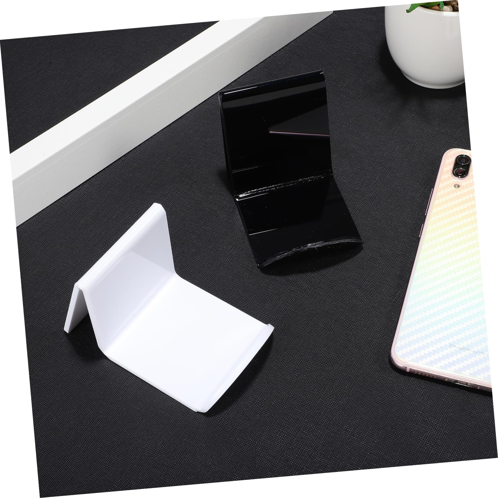 ARTIBETTER 2-Pack Acrylic Headphone Hanger with Adhesive - White & Black Hook for Desk, Wall Mount Headset Holder - Perfect for Gaming, Office, Home Organization