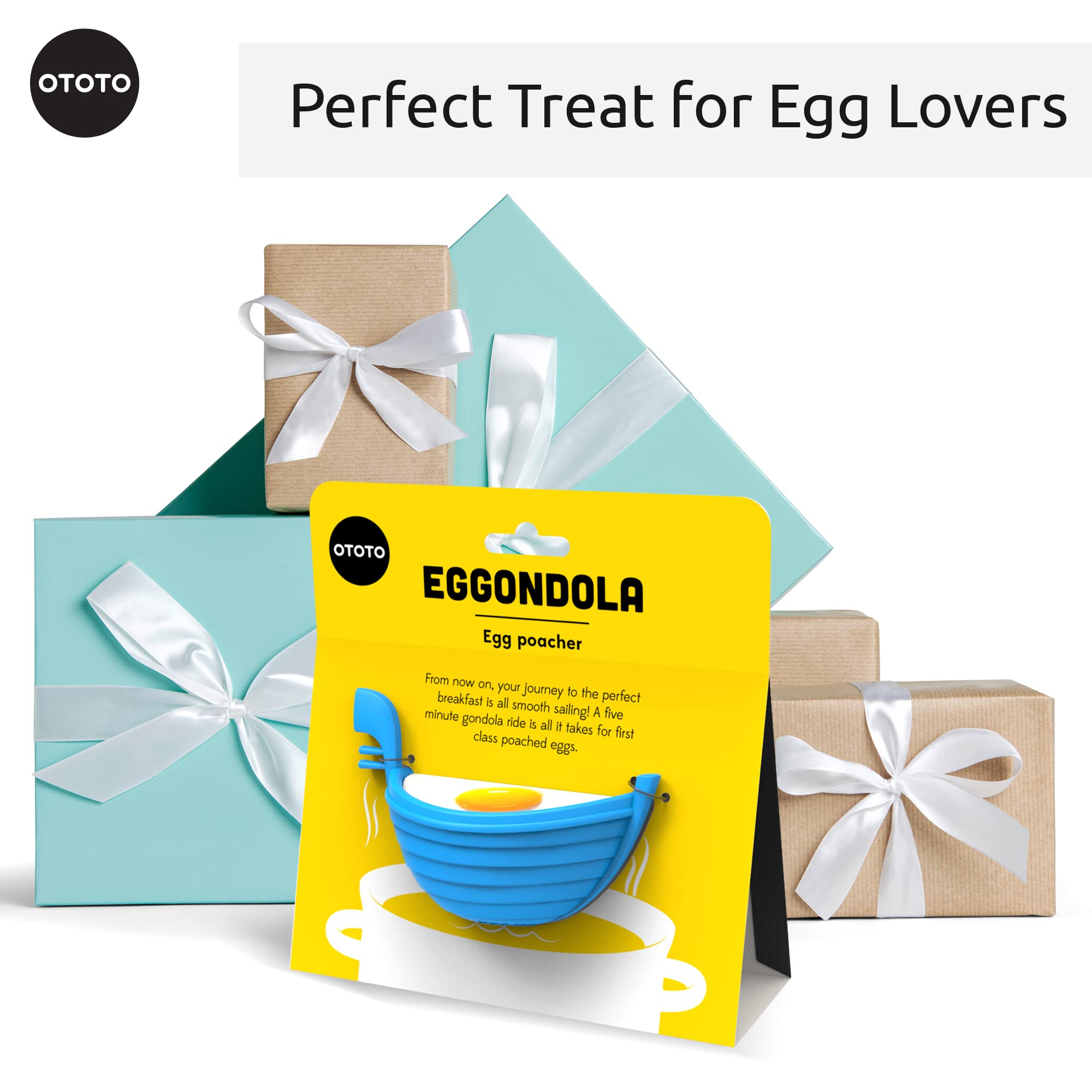 OTOTO New Eggondola Silicone Egg Poacher - Perfect Poached Egg Maker for Kitchen - Non-Stick Egg Cooker with Gondola Design - Ideal for Breakfast, Brunch & Healthy Cooking