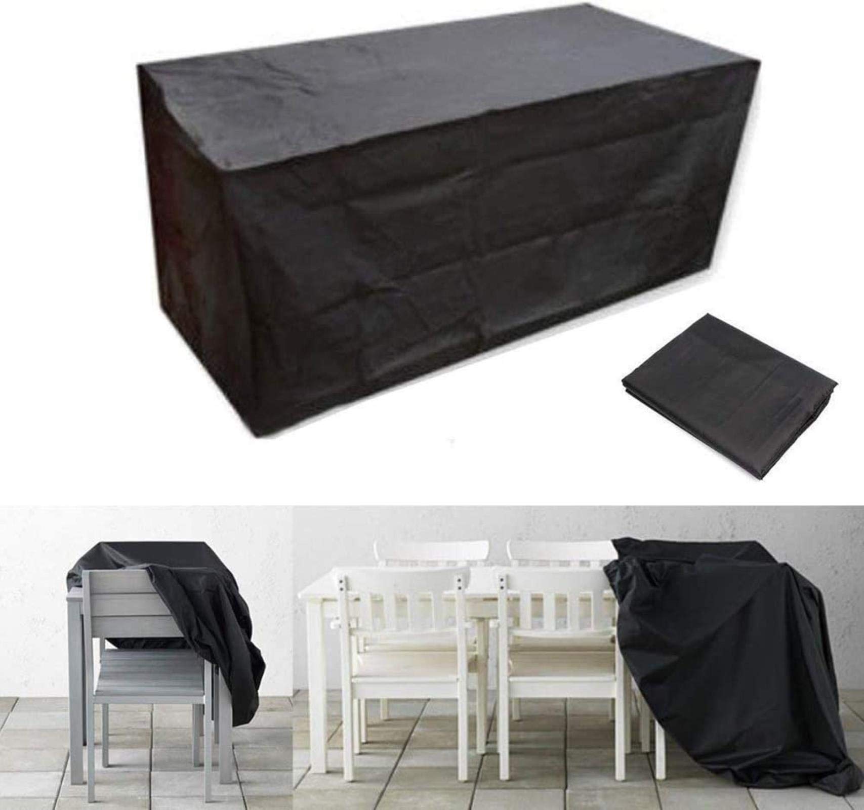 Waterproof Garden Furniture Cover 325x208x58cm - Heavy Duty Oxford Fabric Patio Table Protector for Outdoor Use, Black - Perfect for Patio, Deck, and Backyard Furniture Protection