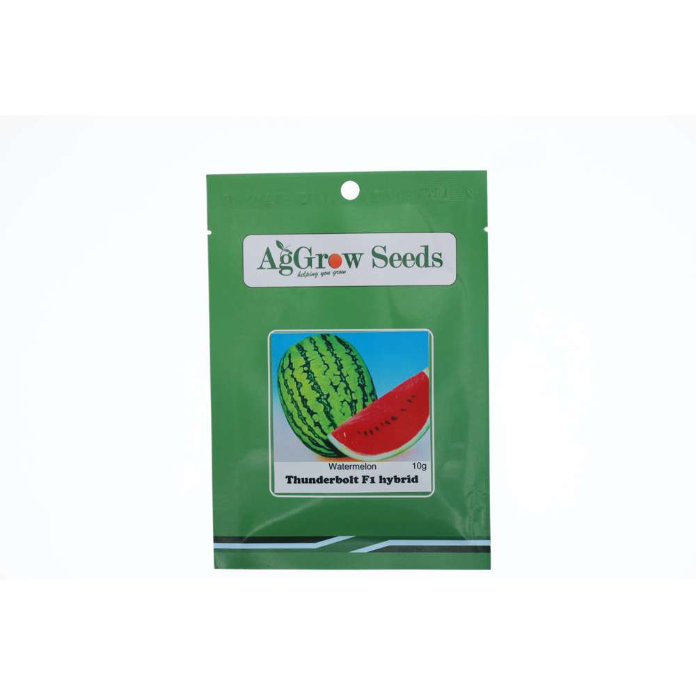 AgGrow Watermelon Seeds Thunderbolt F1 Hybrid - 10g Packet - High Yield, Disease Resistant - Perfect for Home Gardens & Commercial Farming