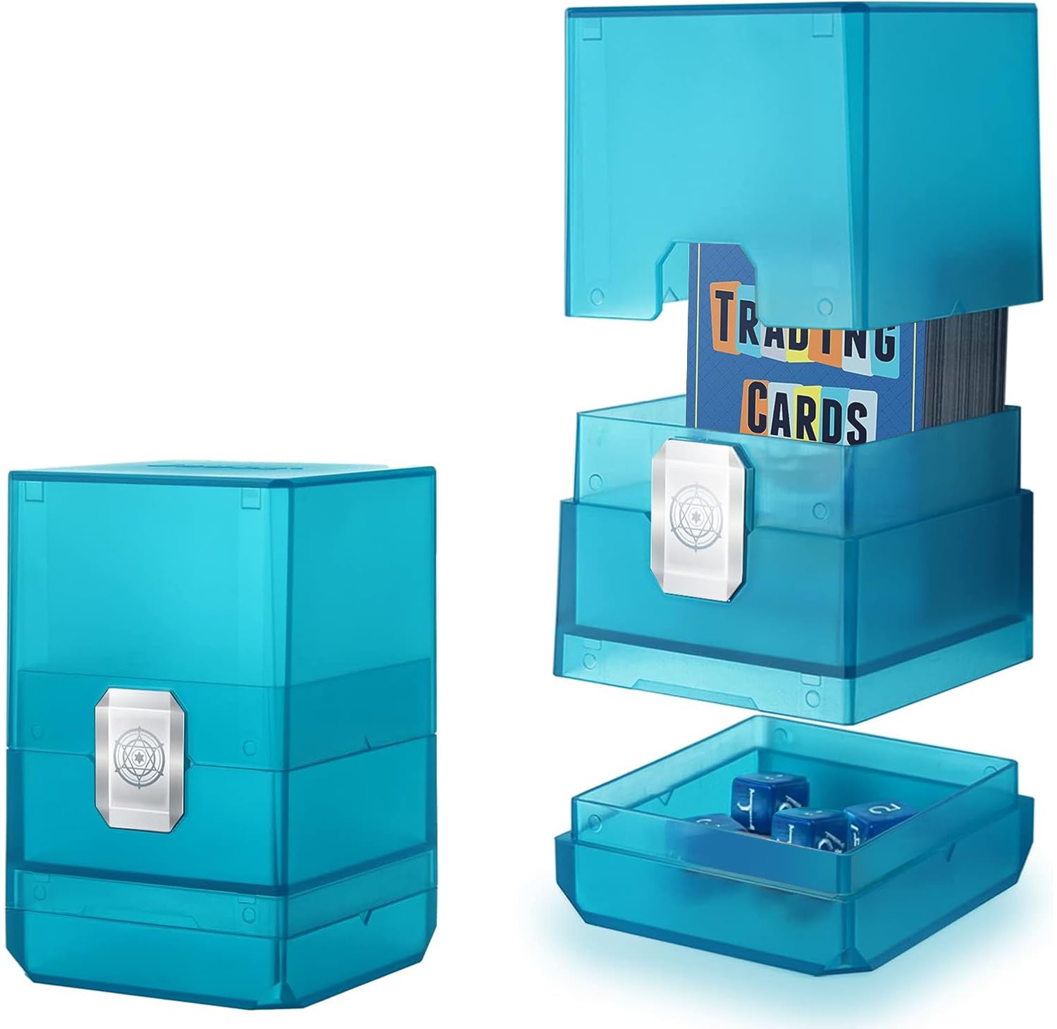 Sooez MTG Deck Box with Dice Storage - Holds 100+ Cards, Durable Deck Holder for MTG Commander (Sky Blue) - Perfect for Gaming Sessions, Tournaments & Card Collection Organization