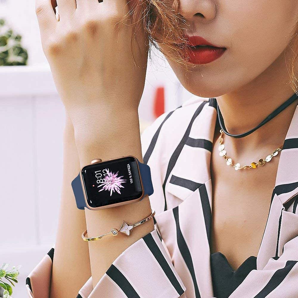 Premium Soft Silicone Replacement Watch Bands for Apple Watch Series 8/7/6/5/4/3/2/1/SE - Compatible with 38mm 40mm 41mm 42mm 44mm 45mm 49mm Models - Sport Wrist Strap for Women & Men - Perfect for Gym, Running & Everyday Wear