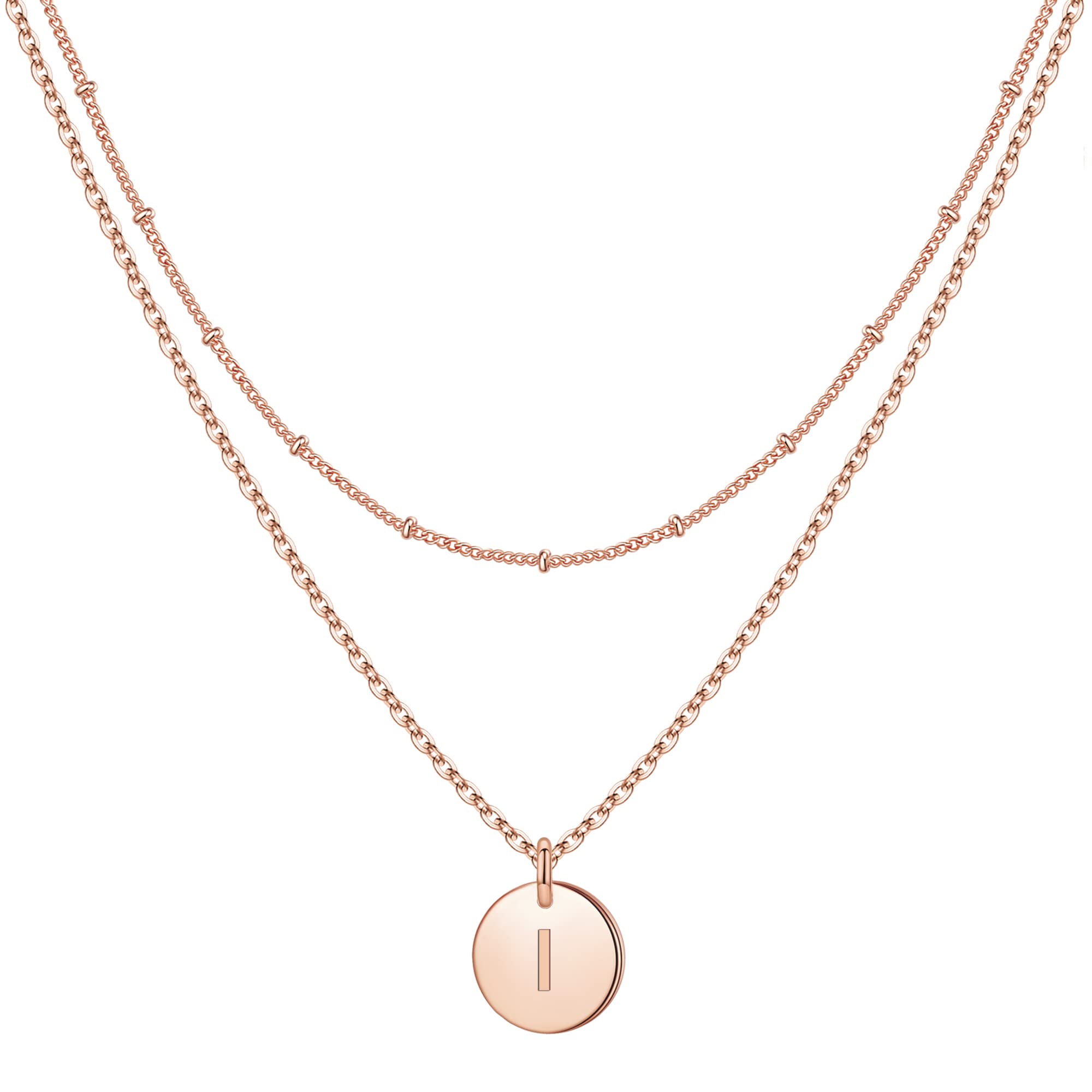 Personalized Initial Necklaces for Women & Girls - Gold, Silver & Rose Gold Double-Sided Engraved Hammered Coin Pendant Jewelry | Easter Gifts for Teen Girls, Layered Necklace for Everyday Wear & Special Occasions