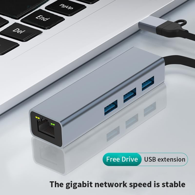 2-in-1 USB C Hub with Gigabit Ethernet & HDMI - 3-Port USB 3.0, SD/TF Card Reader - Compatible with MacBook, Chromebook, Windows Laptops - Perfect for Home Office, Remote Work & Multimedia Streaming