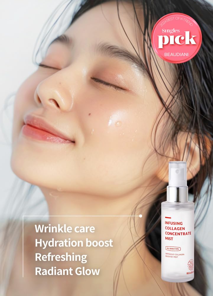 **Collagen Infusing Facial Mist (1.69 fl. oz) – Anti-Wrinkle, Hydrating & Skin Tightening Daily Moisturizer for Glowing Skin | Perfect for Morning Routine & Post-Workout Refresh**